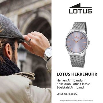 Lotus Quarzuhr Lotus Unisex Uhr Elegant L18285/2, (Analoguhr), Unisex-Uhr rund, mittel (ca. 39mm), Edelstahlarmband, Elegant-Style