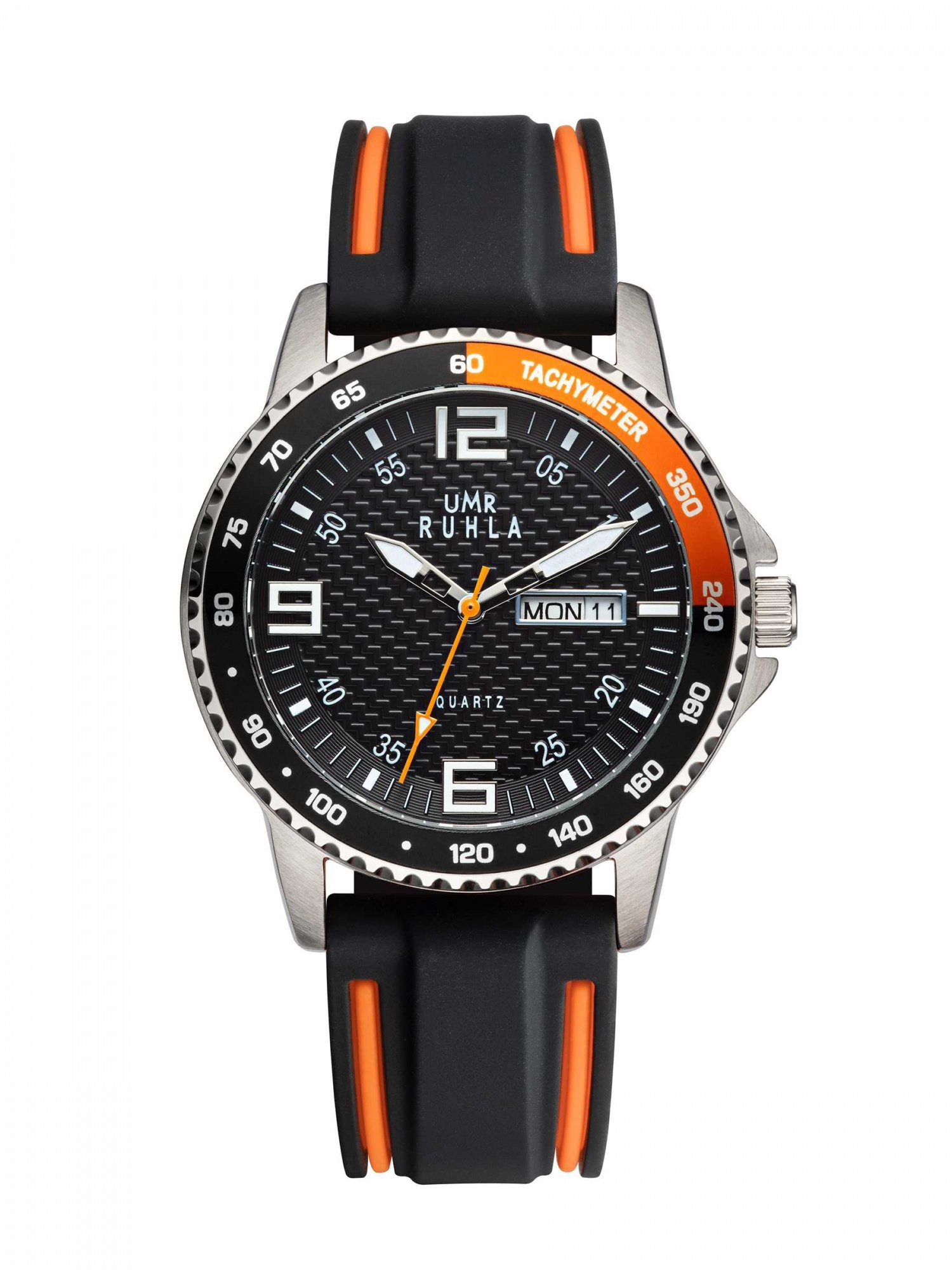 Quarzuhr Sport Herrenuhr, Schwarz-Orange, 40 mm, 39001