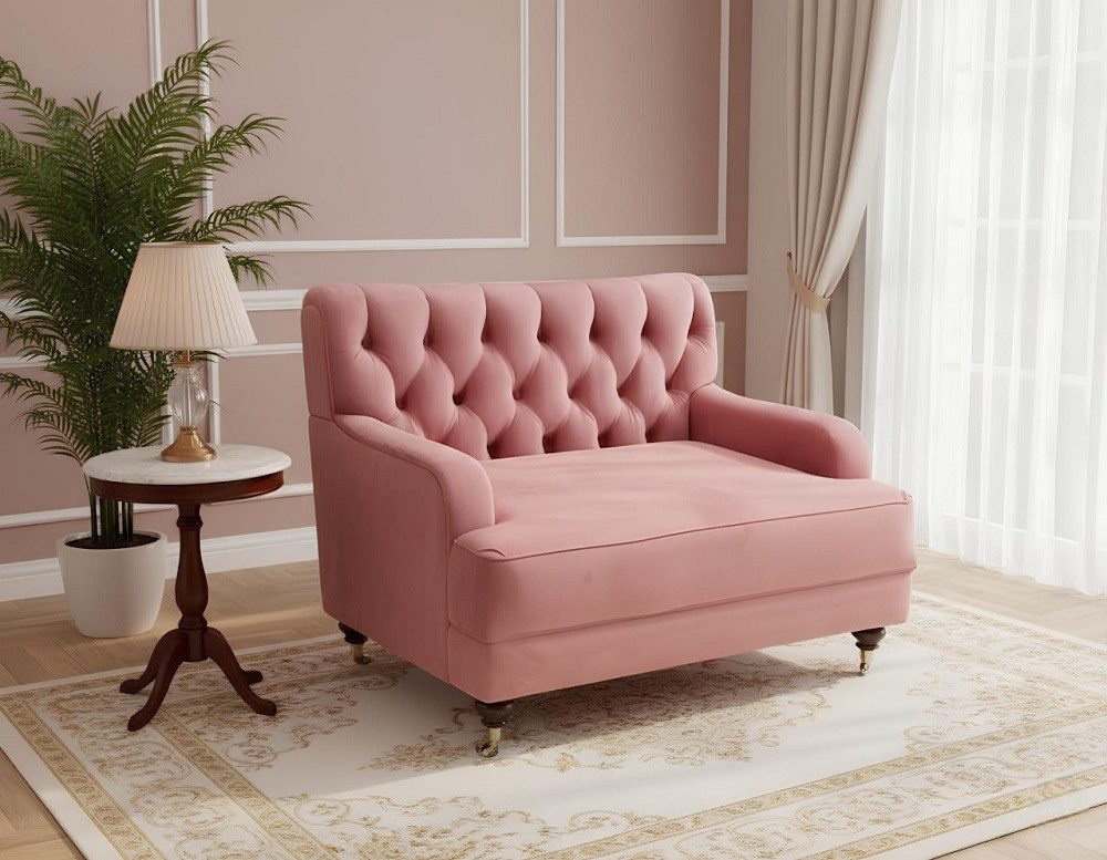 JVmoebel Chesterfield-Sessel Chesterfield Sessel aus Stoff in eleganter Lounge-Optik (1-St., 1,5 Sitzer), Made in Europa
