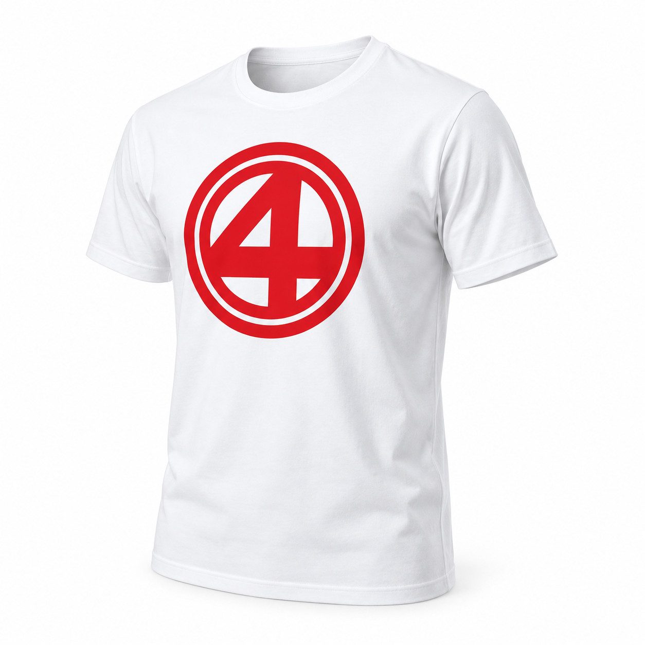 DIE FANTASTISCHEN VIER Kurzarmshirt Unisex T-Shirt mit rotem 4 Logo Frontdruck, weiß, Gr. S
