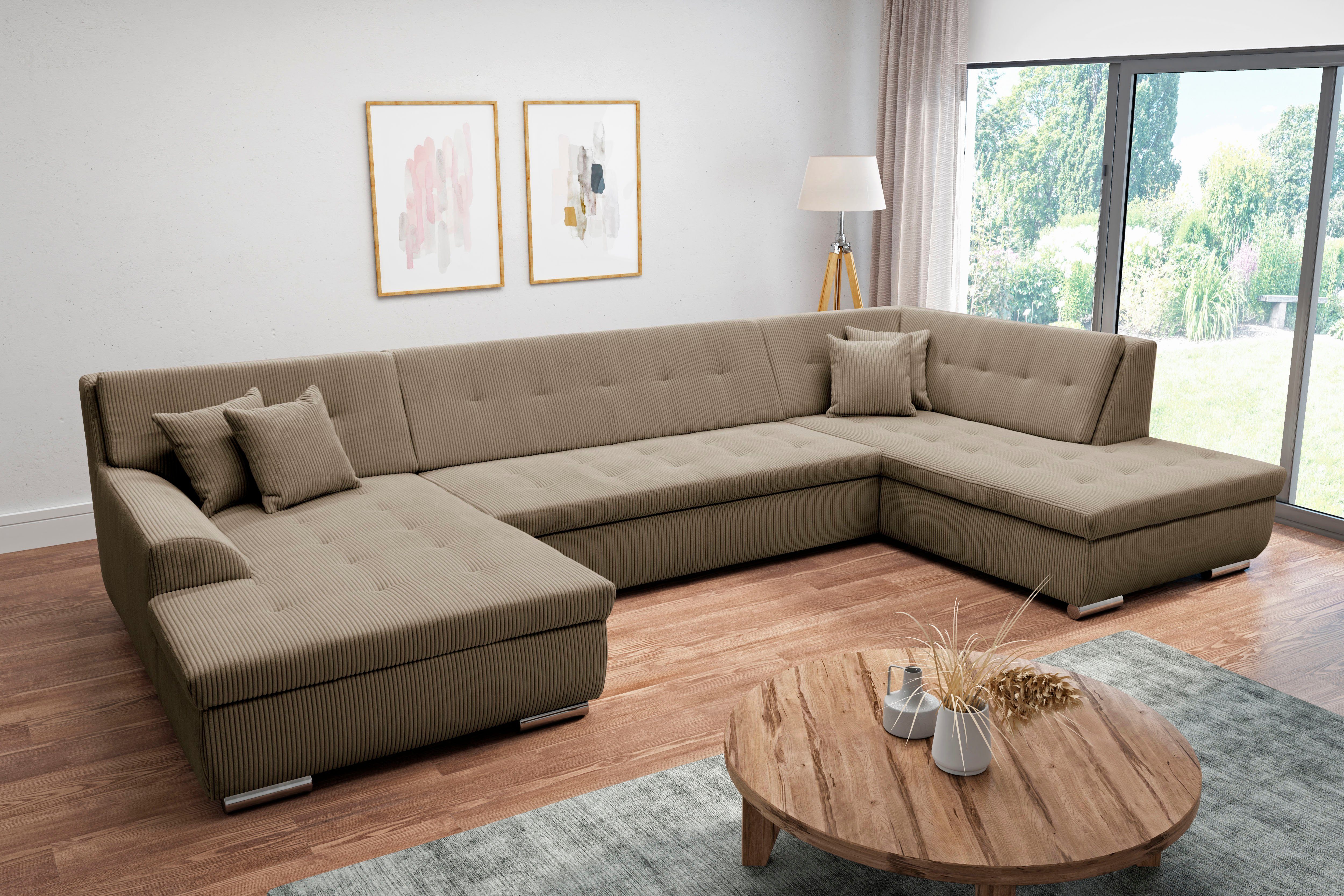 DOMO collection Wohnlandschaft "Treviso incl. Zierkissen, moderne Steppung, günstig online kaufen