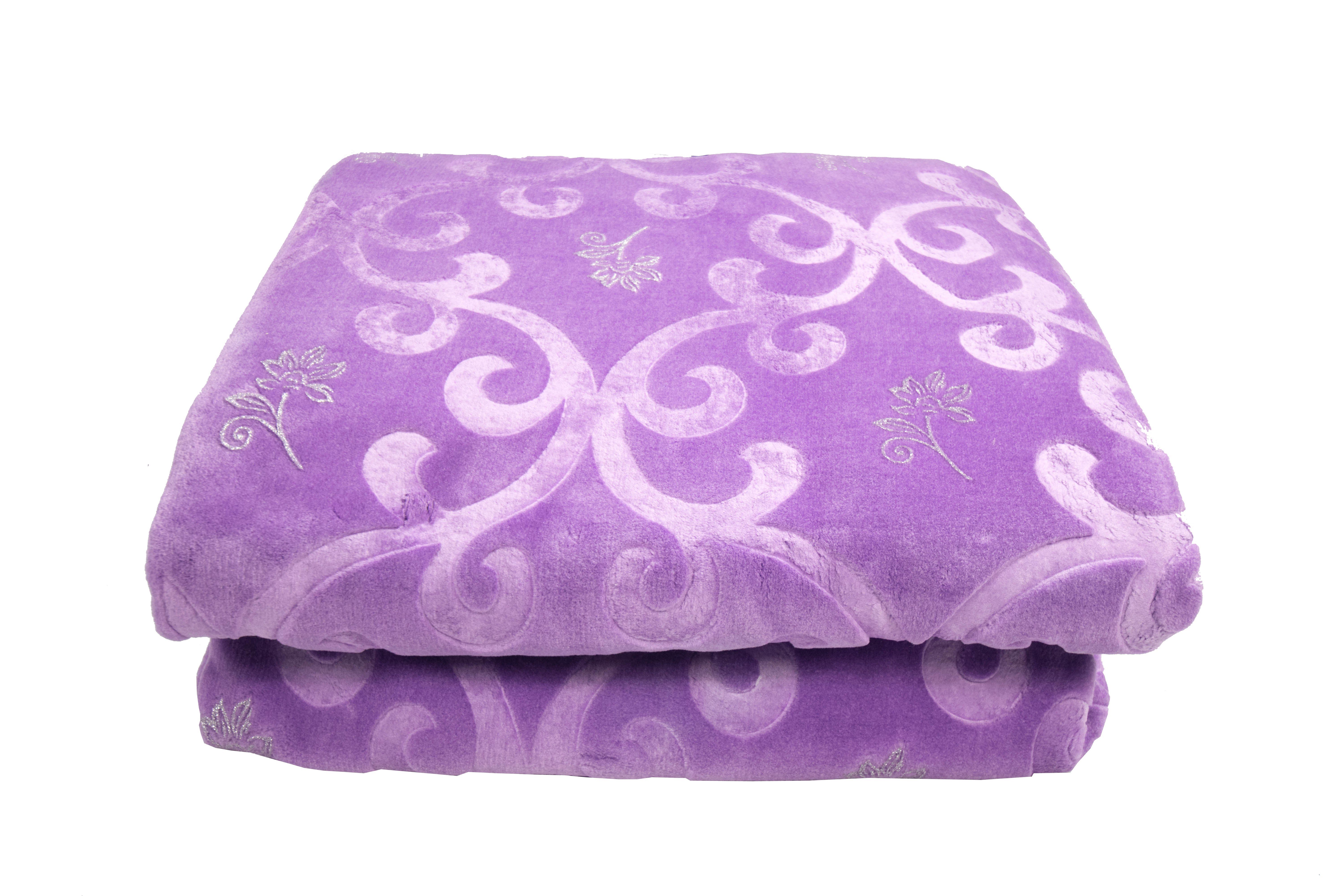 Tagesdecke in lila Ornamenten mit Bettüberwurf Decke Tagesdecke silber, Teppich-Traum