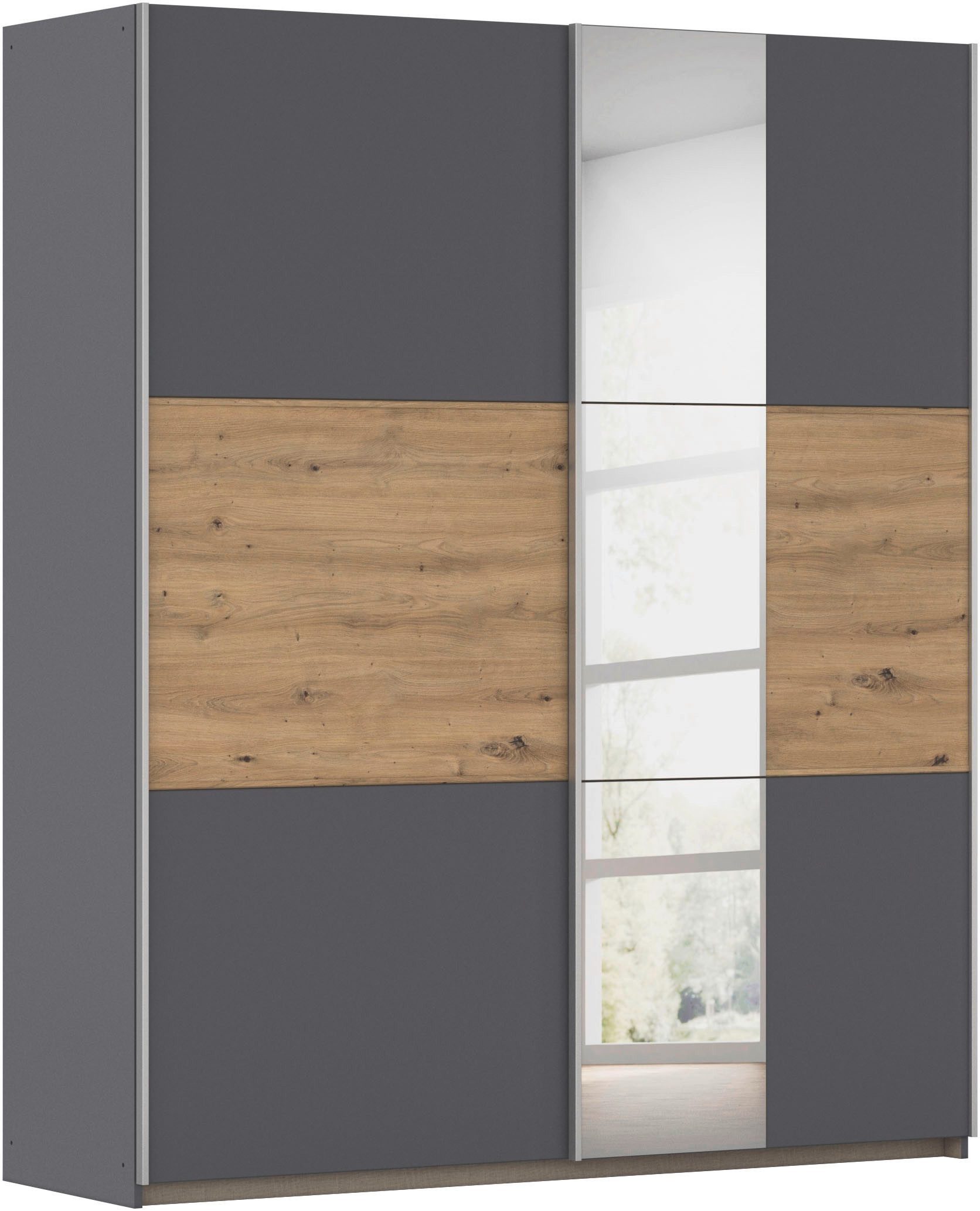 rauch Schwebetürenschrank Kleiderschrank Schrank Garderobe TOPSELLER ASTANA (3 Ausstattungen BASIC/CLASSIC/PREMIUM (inkl. SOFT-CLOSE-FUNKTION) mit 3 Spiegelelementen, Breiten 175/218/261 cm MADE IN GERMANY