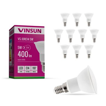 Vinsun LED-Leuchtmittel E14 LED Lampe 5W Leuchtmittel warmweiß 2900K Reflektor - 10er Pack