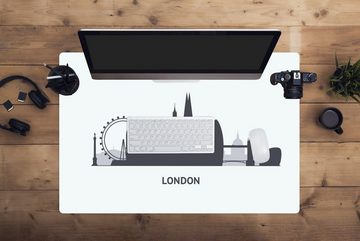 MuchoWow Gaming Mauspad London - Skyline - England (1-St), Büro für Tastatur und Maus, Mousepad Gaming, 90x60 cm, XXL, Großes