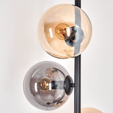 hofstein Stehlampe Stehlampe aus Metall/Glas in Schwarz/Rauch-/Bernsteinfarben, ohne Leuchtmittel, Leuchte mit Glasschirmen (15cm),Schalter, 4 x E14, ohne Leuchtmittel