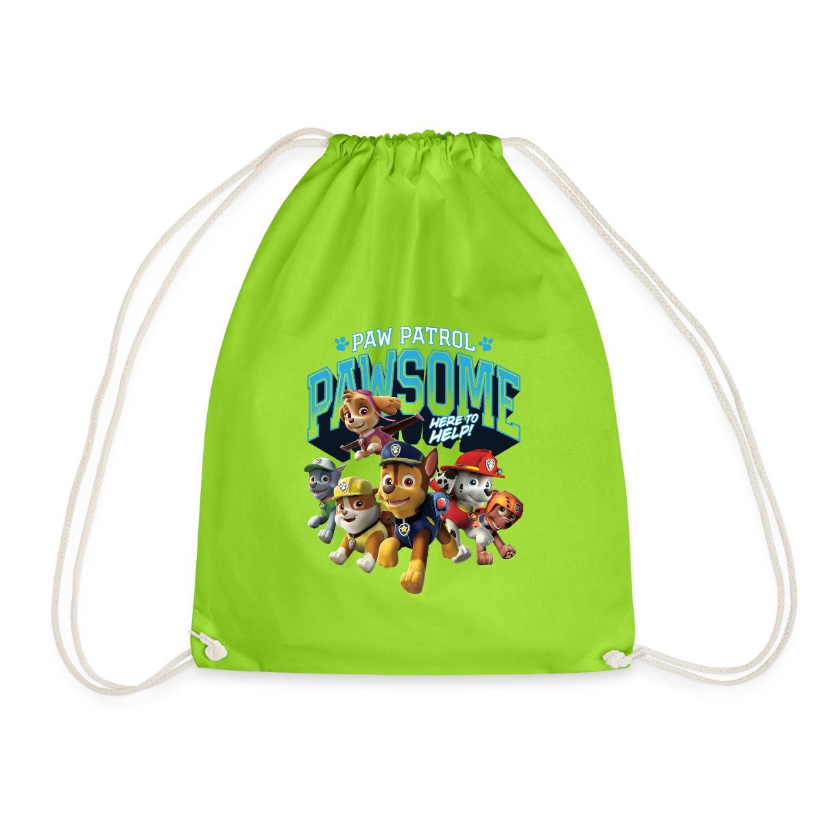 Spreadshirt Turnbeutel Paw Patrol Pawsome Here To Help Spruch Blau Turnbeutel (1-tlg)