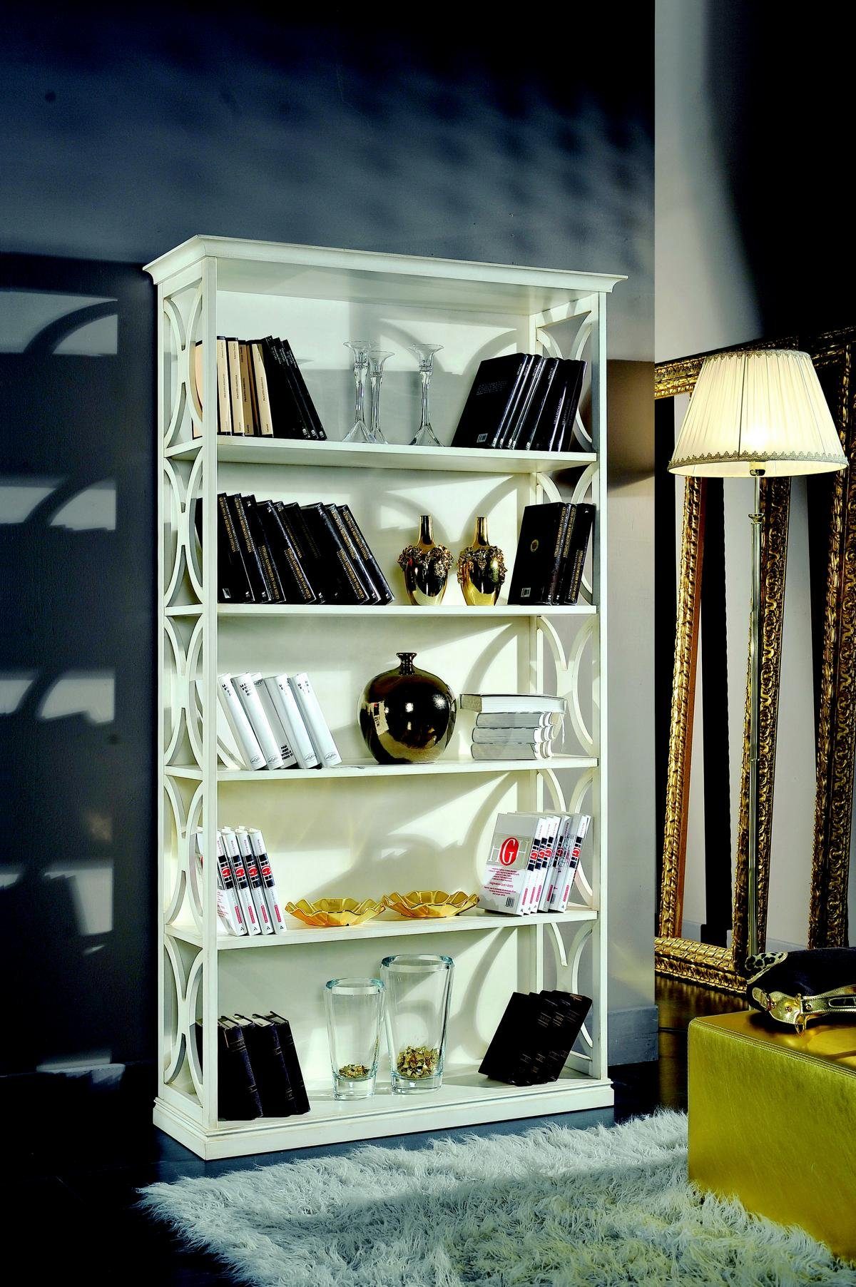 Bücherturm Stil Bücher Italienische Weiß Holz Schrank Regale JVmoebel Luxus Klassischen Design Möbel