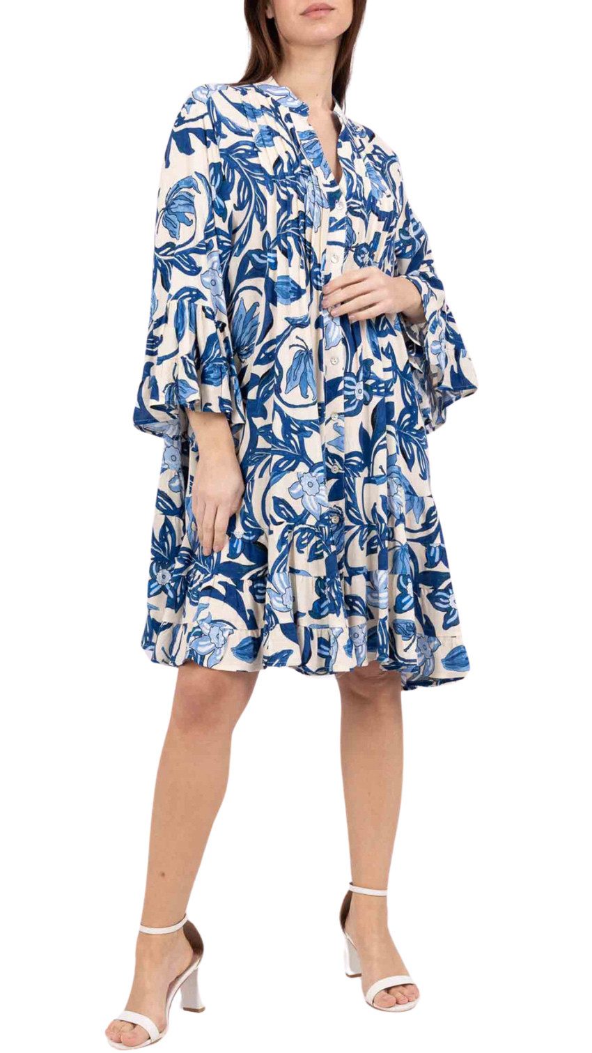 Charis Moda Tunikakleid Sommerkleid im Tunikastil Trompetenärmel
