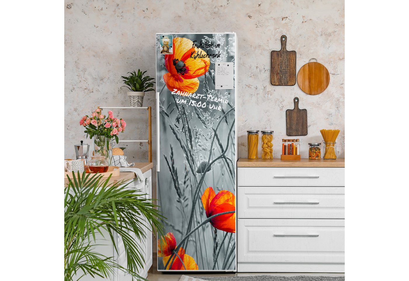 Thumbnail - DEQORI Magnetfolie 'Rote Mohnblumen', beschreibbar Kühlschrank Magnetmatte magnetisch Magnetfolie