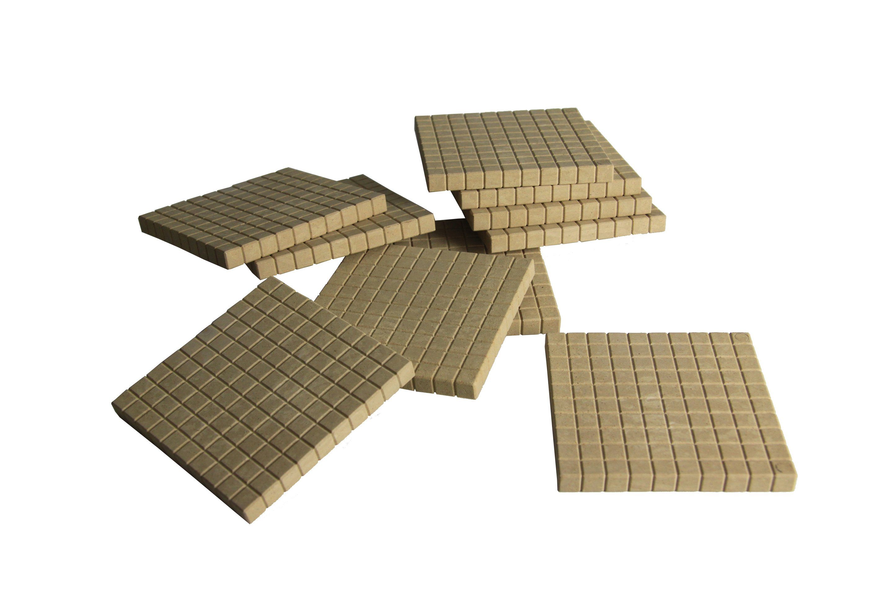 Hunderterplatten aktiv lernen RE-Plastic® Dienes RE-Wood®, Lernspielzeug (10 Stück), Wissner® naturfarben