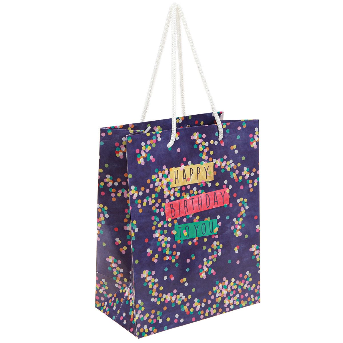 Tragetasche Geschenktasche Geburtstag mit Konfetti-Motiv für stilvolle, 2 Stück