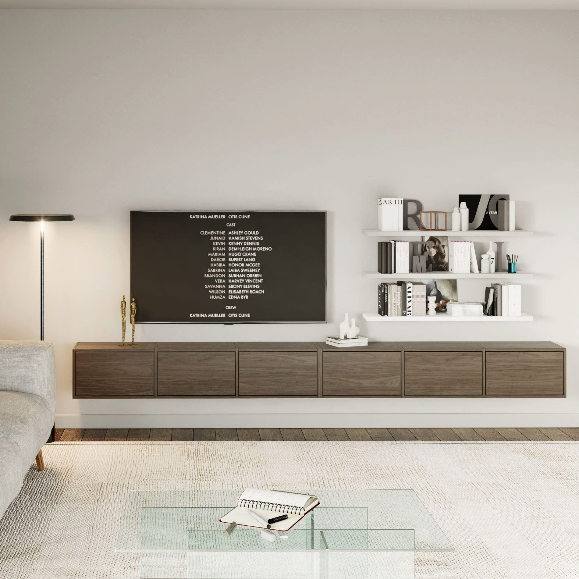 Selsey TV-Schrank FRAMME Hängendes TV-Board mit Klappen, 200 / 300 cm