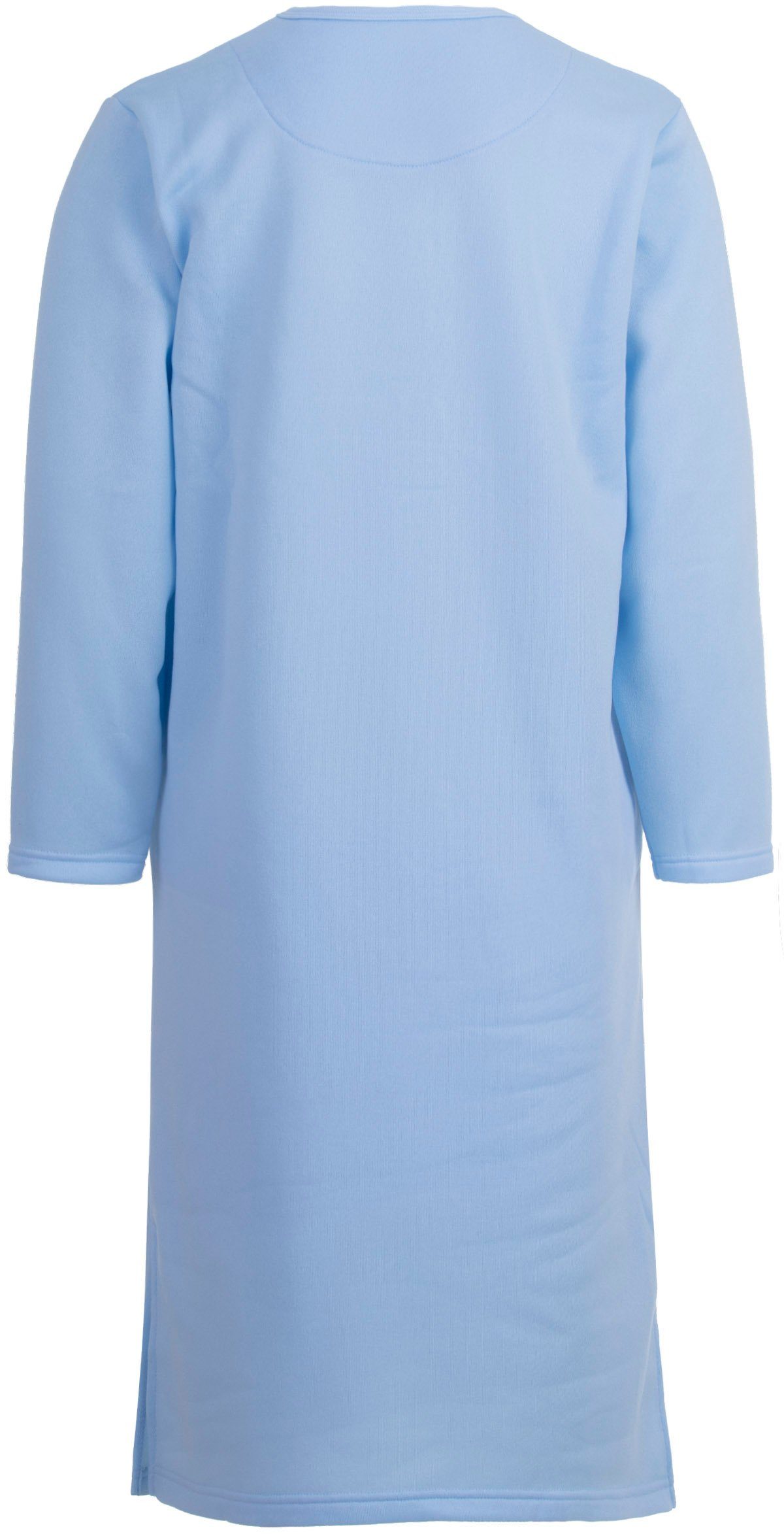zeitlos Nachthemd blau Stickerei mit uni - Thermo Nachthemd