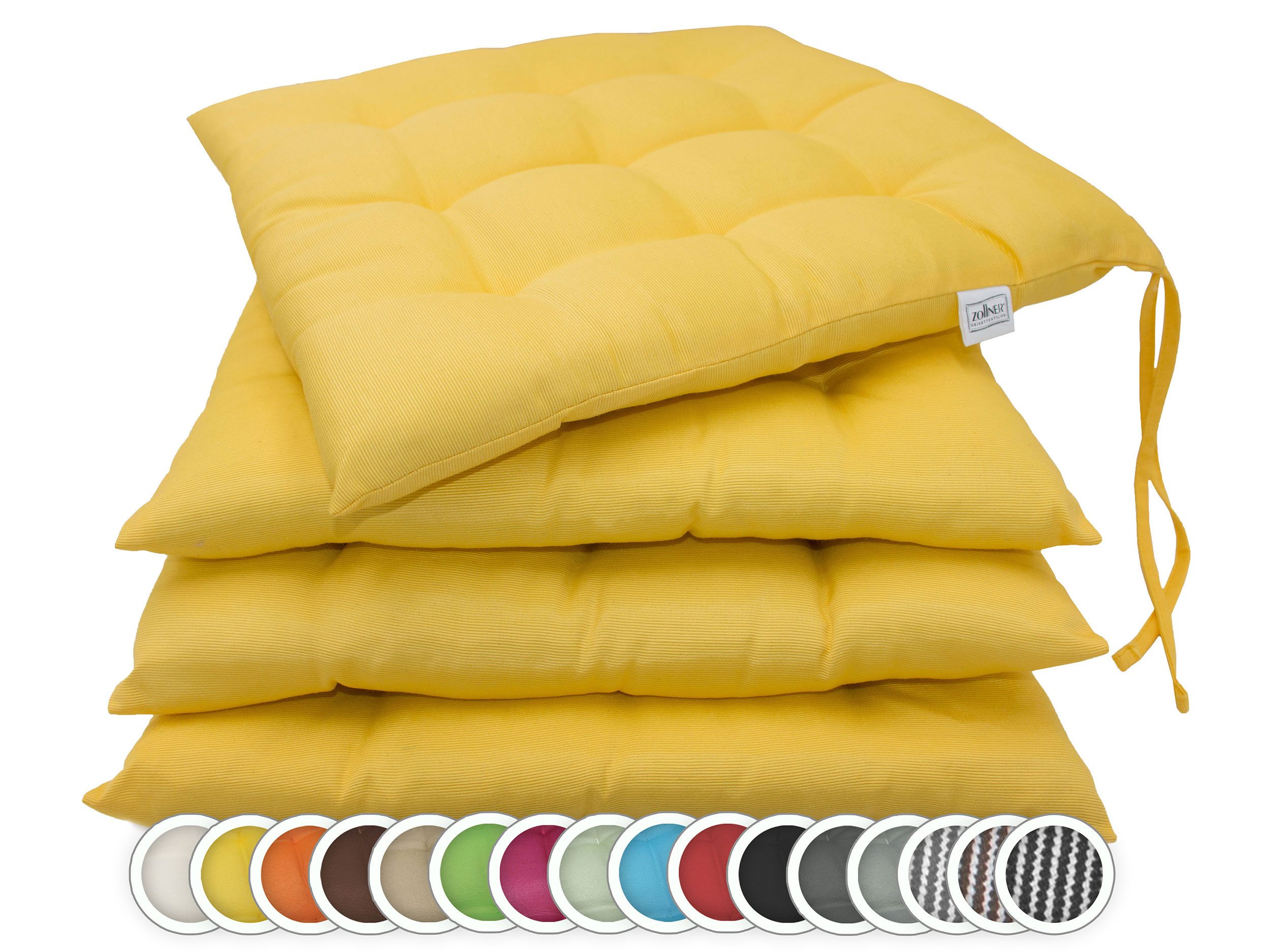 ZOLLNER Stuhlkissen, 40 x 40 x 3 cm, mit Bindebänder, für Indoor und Outdoo günstig online kaufen