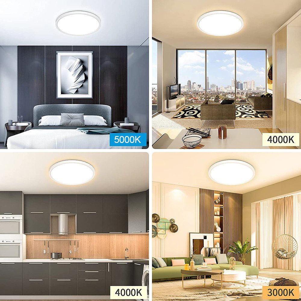 Deckenleuchten Küche Badezimmer-Lampe IP44, für Bad Balkon Schlafzimmer Sunicol Wohnzimmer Keller Fernbedienung, Weiß Deckenlampe Dimmbar mit