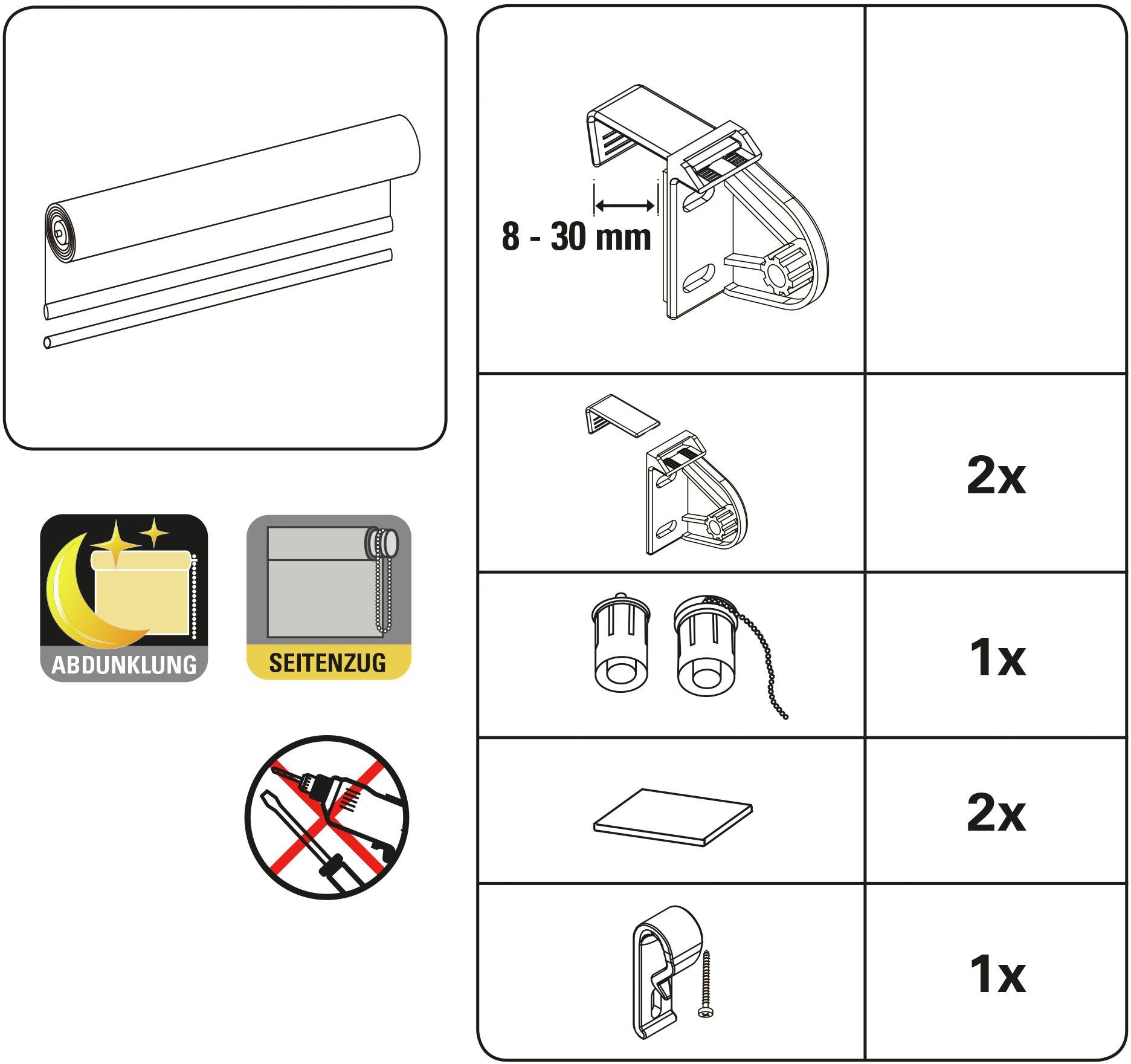 verspannt, mit abdunkelnder ohne abdunkelnd, Bohren, Digitaldruck Blackout Stoff Digiprint Klemmfix, GARDINIA, Isabella, Seitenzugrollo