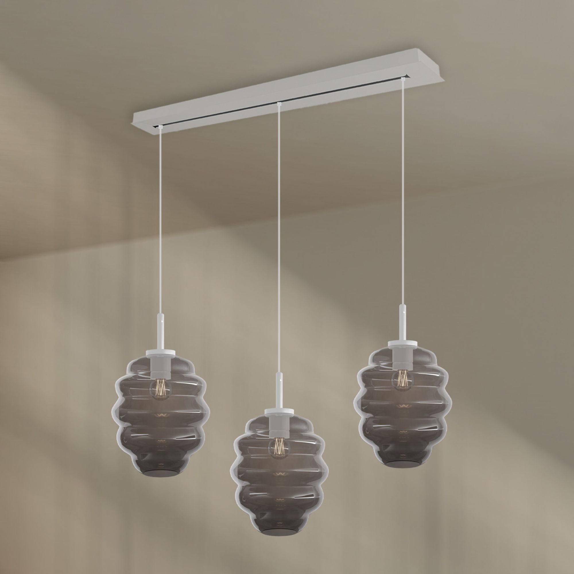 s.luce Pendelleuchte Echos Esstisch-Hängelampe 3-flg Ø 25cm Rauch