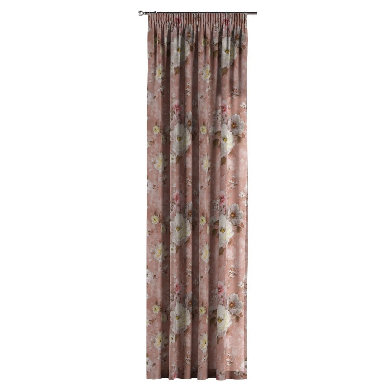Kräuselband Flowers, Dekoria 130x100 mit cm, Vorhang rosa Vorhang