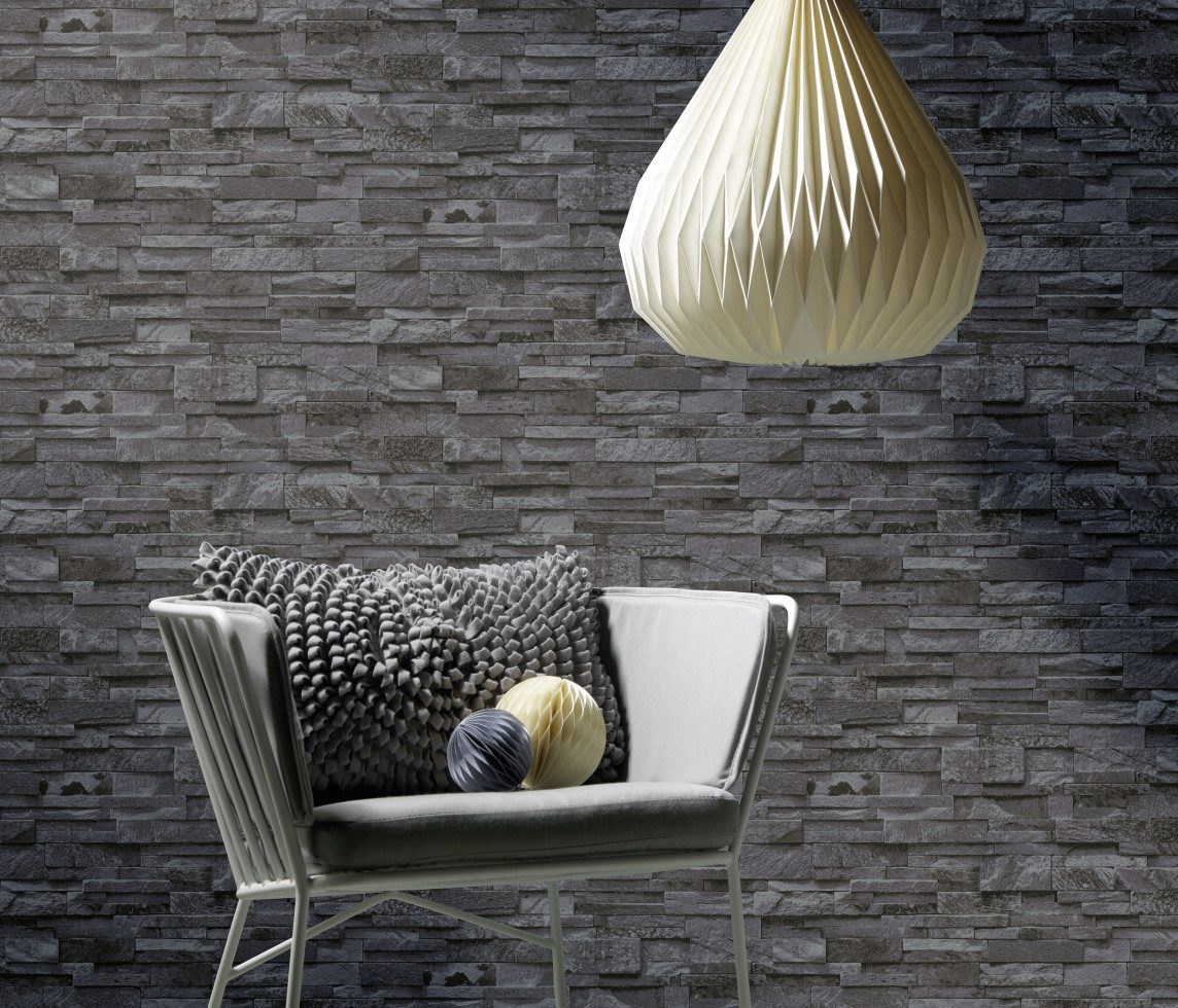 Erismann Vliestapete Erismann Vliestapete 02363-40 Stein schwarz 10,05 günstig online kaufen