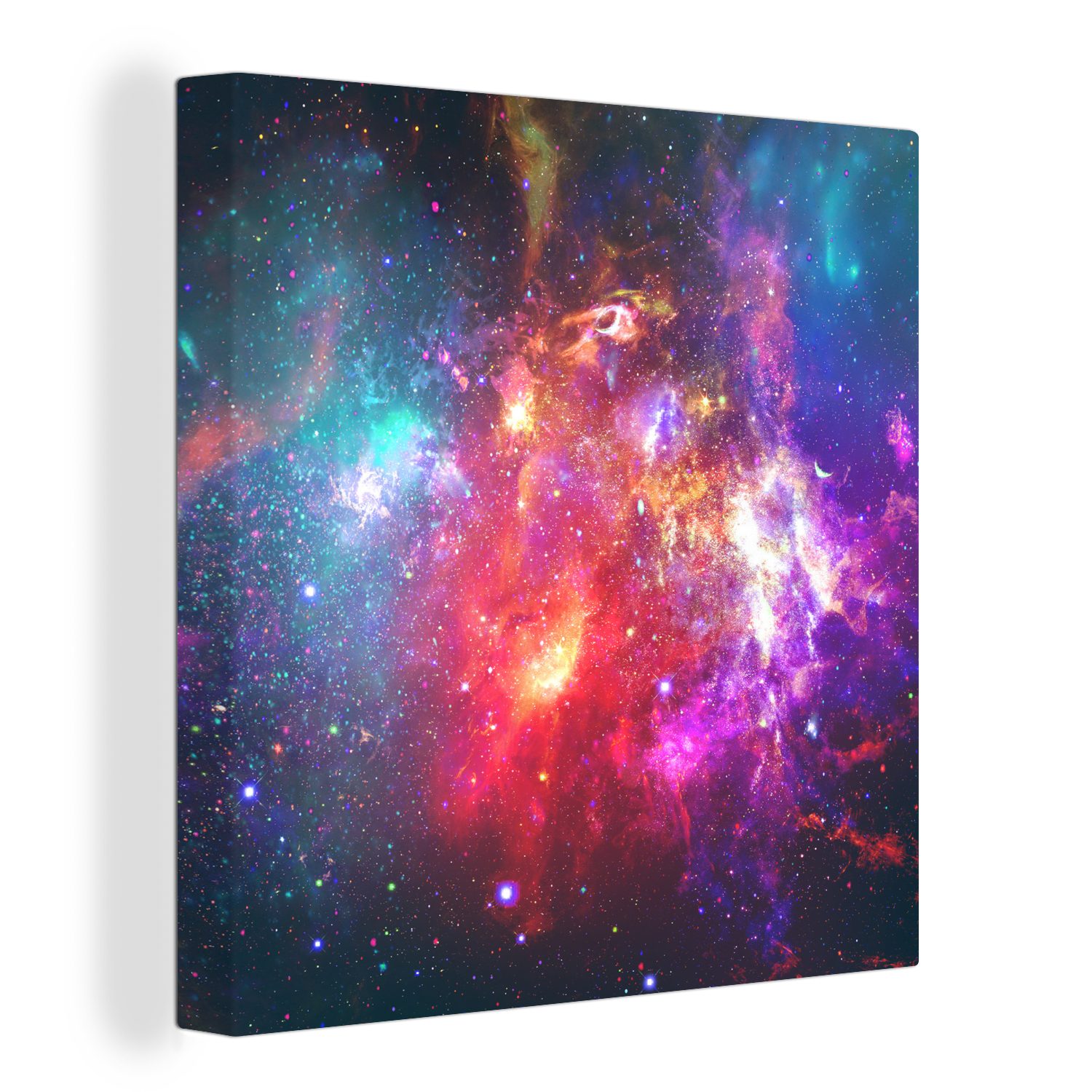 OneMillionCanvasses® Leinwandbild Universum - Farben - Sterne, (1 St), Leinwand Bilder für Wohnzimmer Schlafzimmer