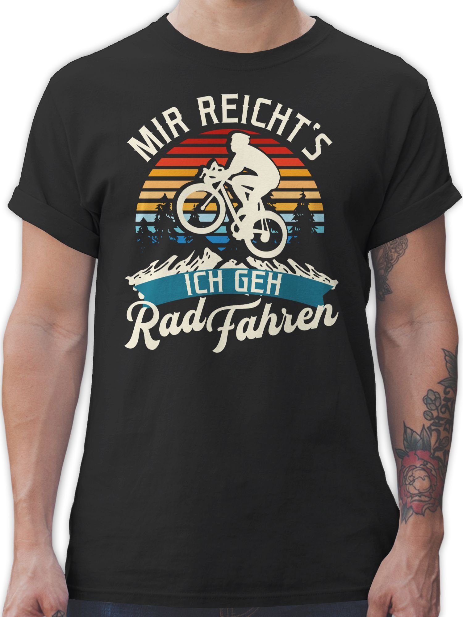 Shirtracer T-Shirt Mir reicht's ich geh Rad fahren - Vintage - weiß Fahrrad Bekleidung Radsport 03 Schwarz | T-Shirts