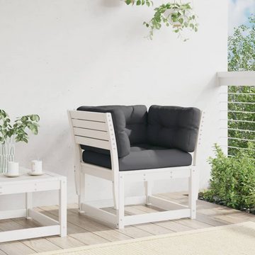 vidaXL Loungesofa Gartensofa mit Armlehnen und Kissen Weiß Massivholz Kiefer