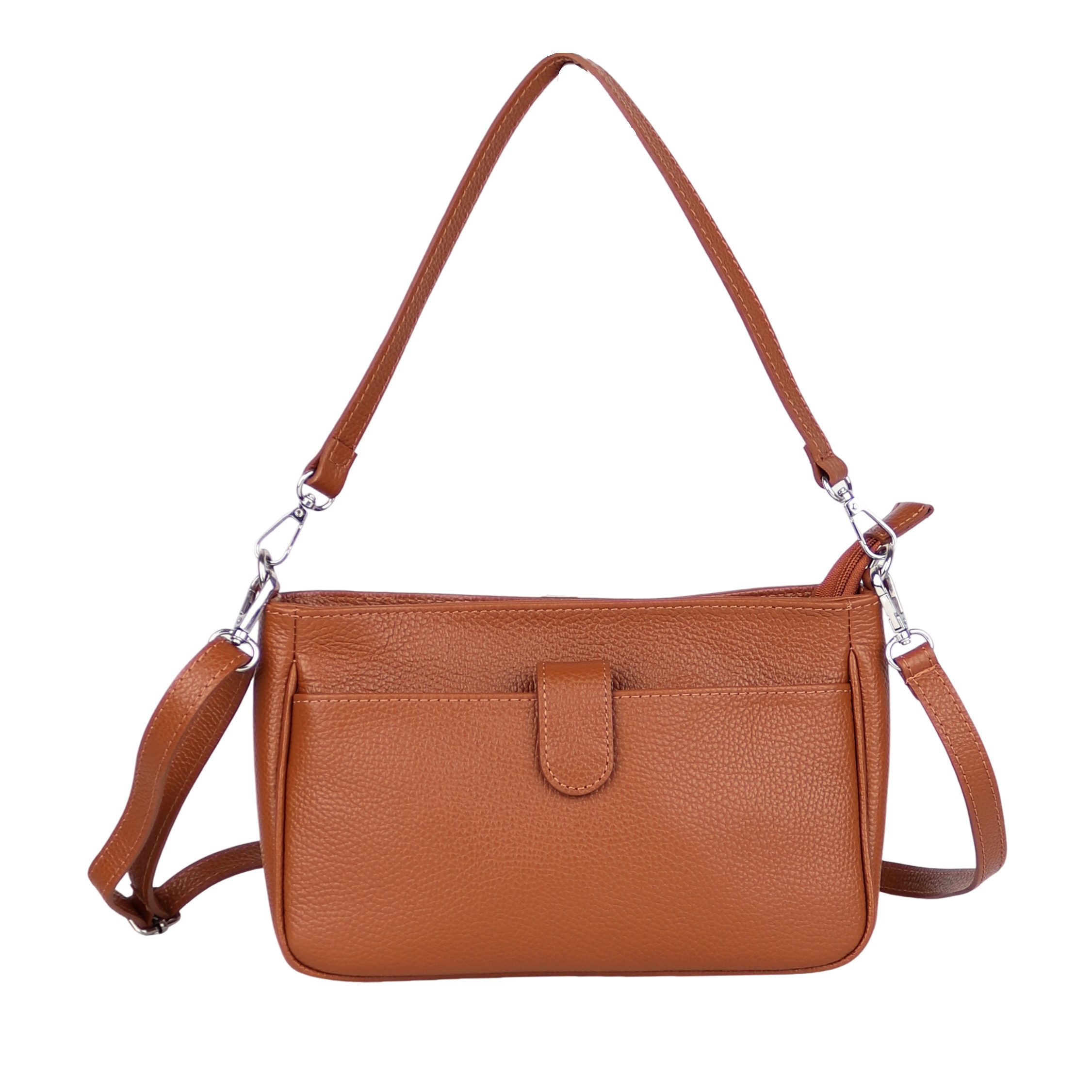 Umhängetasche Damen, Echtleder, Leder, Made in Italy, Mittelgroß 2 in 1