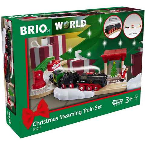 BRIO® Spielzeug-Eisenbahn BRIO® WORLD, Batterie-Dampflok Weihnachts-Set, (Set), FSC®- schützt Wald - weltweit