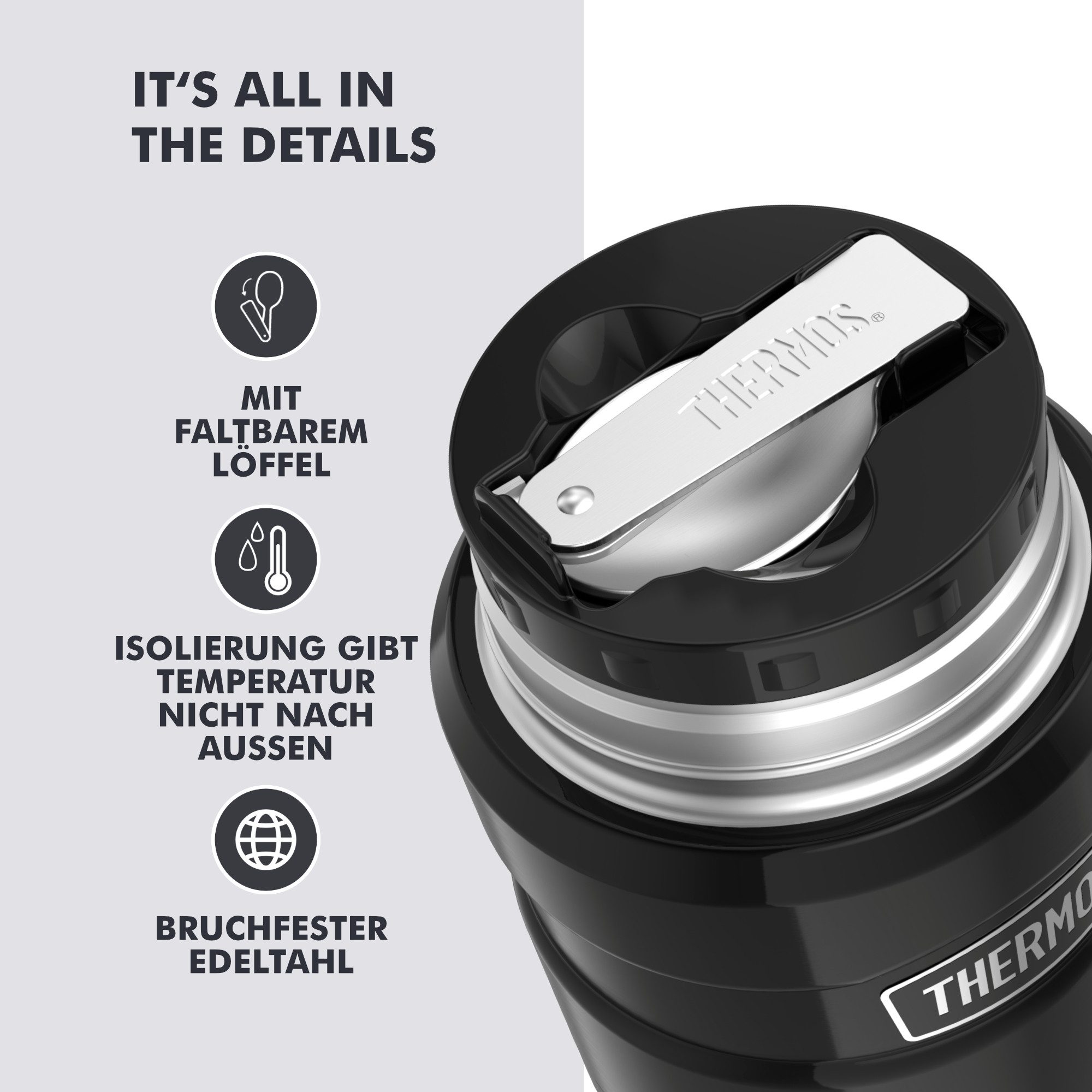THERMOS Isolierflasche Isolierbehälter Stainless King Food Jar 0,47l – Bild 3 von 5