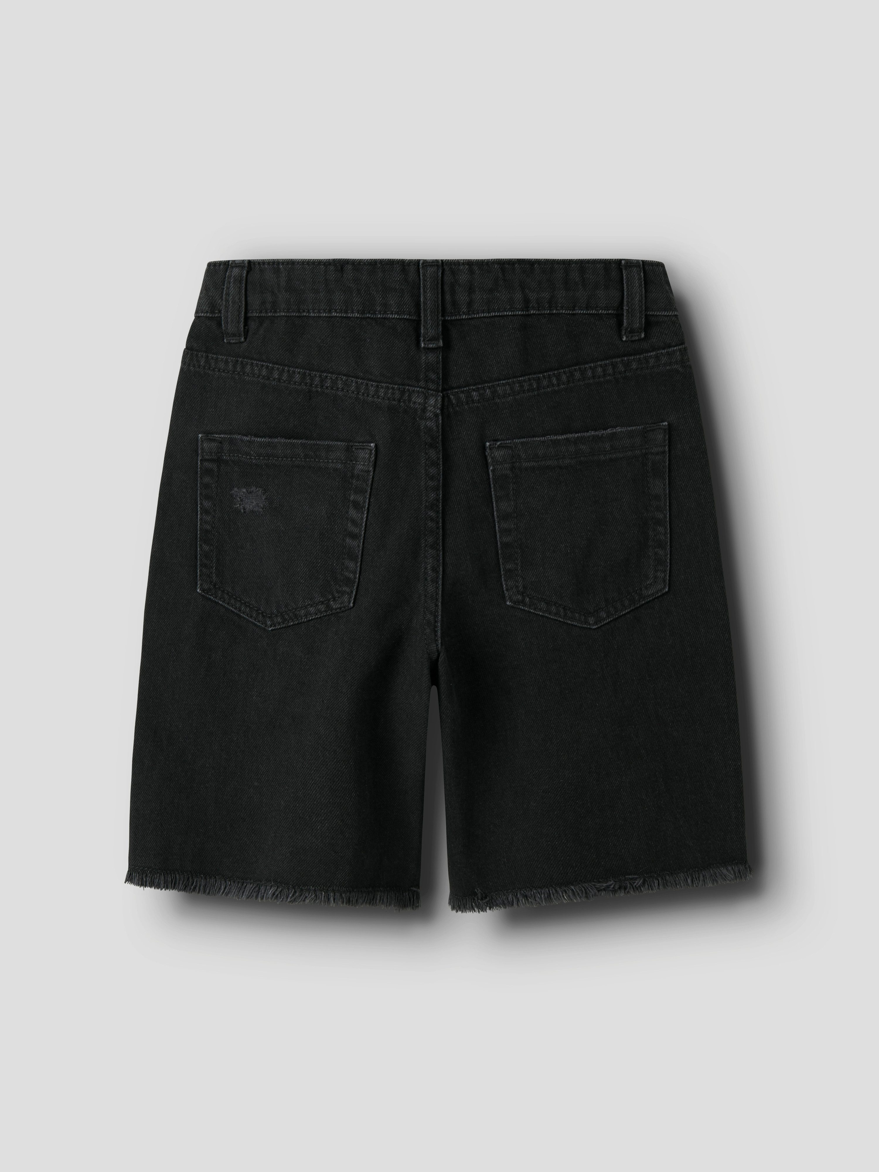 Name It Jeansbermudas NKFBELLA HW WIDE DNM SHORTS 1488-BE NOOS Baumwolle, ausgefranster Saum
