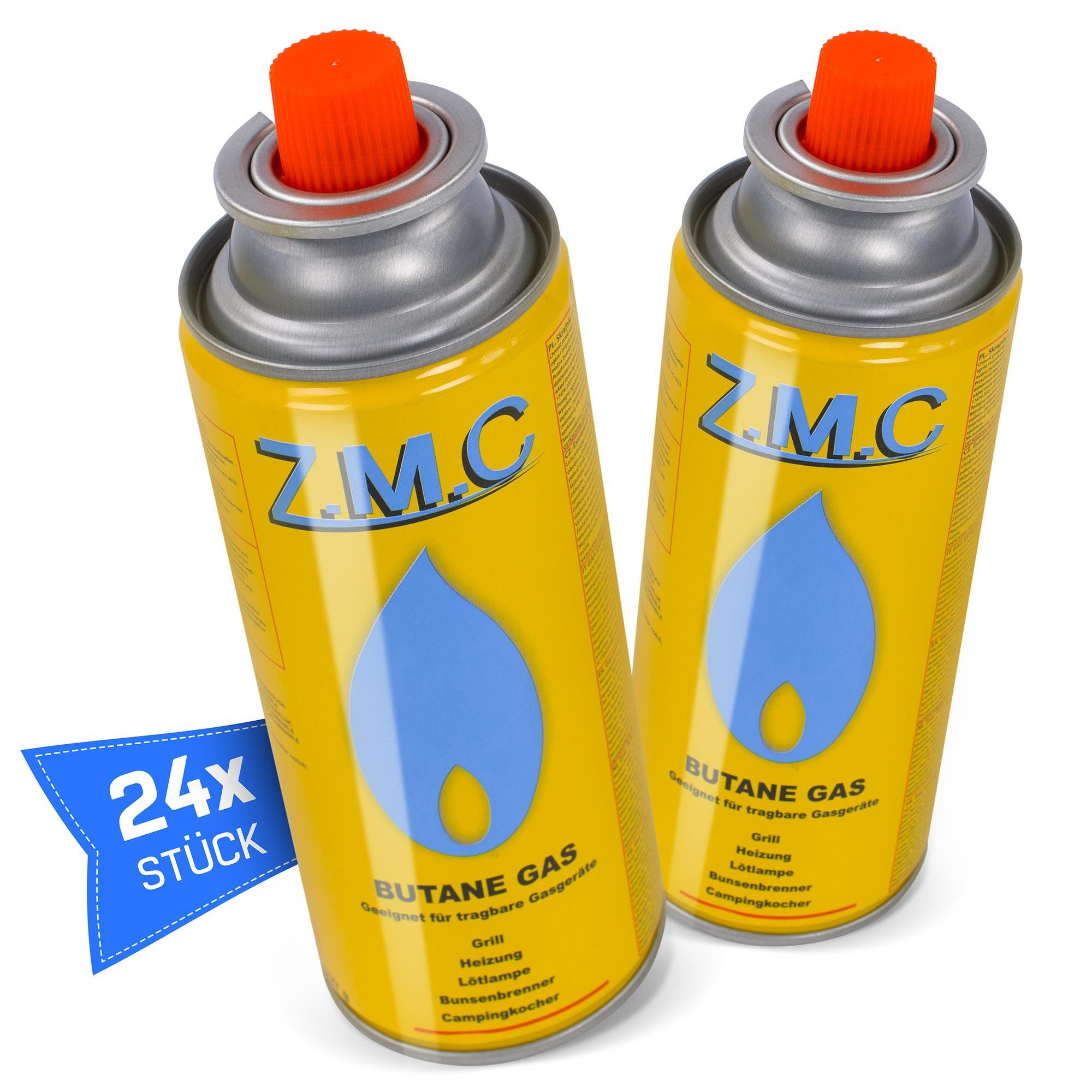 ZMC Gaskartusche 24x Butan Gas Kartusche 227g Butangas Bajonett-Anschluss, Zubehör für Gaskocher Gaskartusche Campingkocher Brenner, MSF-1a Gaskartuschen Campinggas Bunsenbrenner Campingkocher