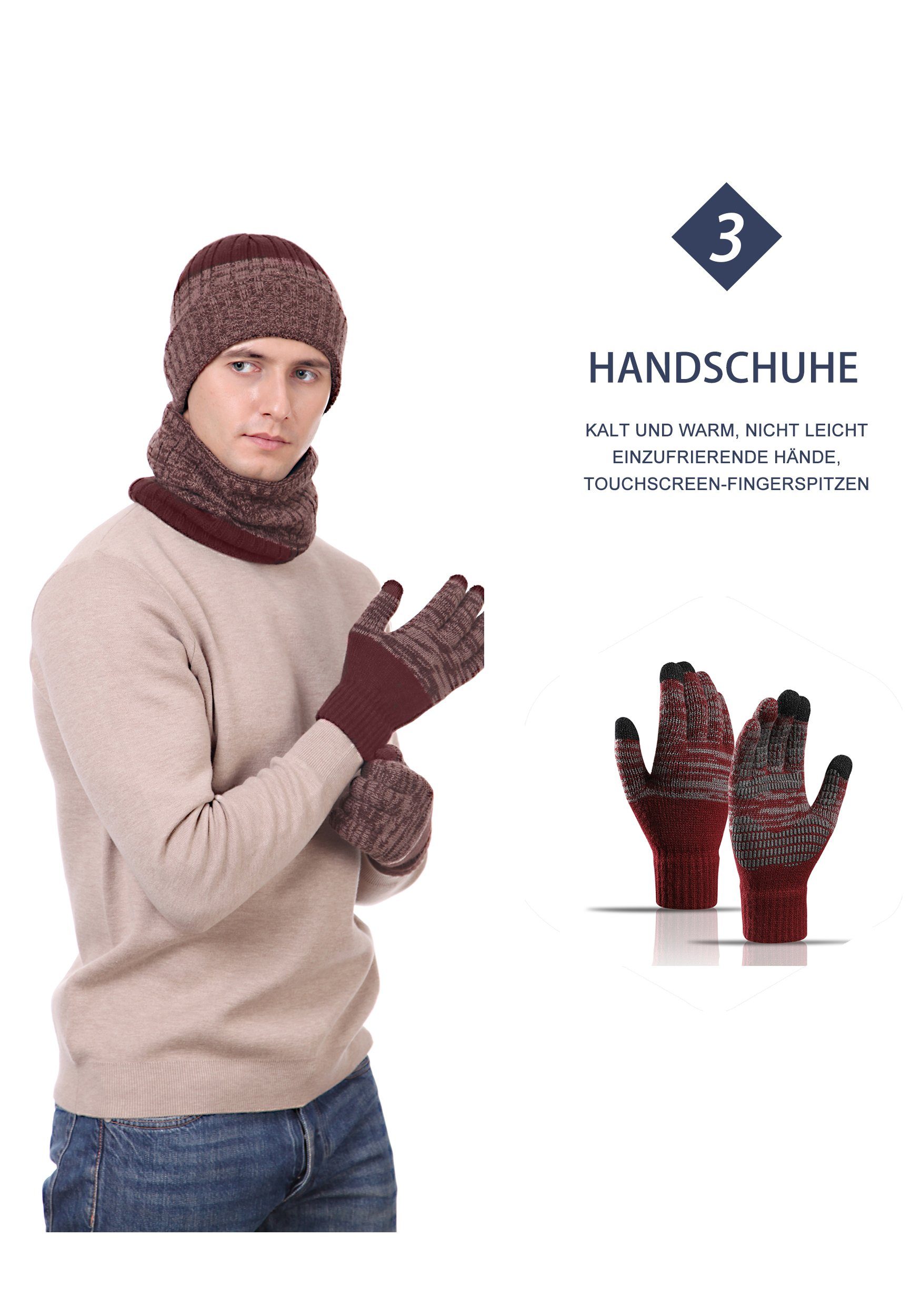 Mütze Set Handschuhe Dunkelrot Schal & Schal MAGICSHE