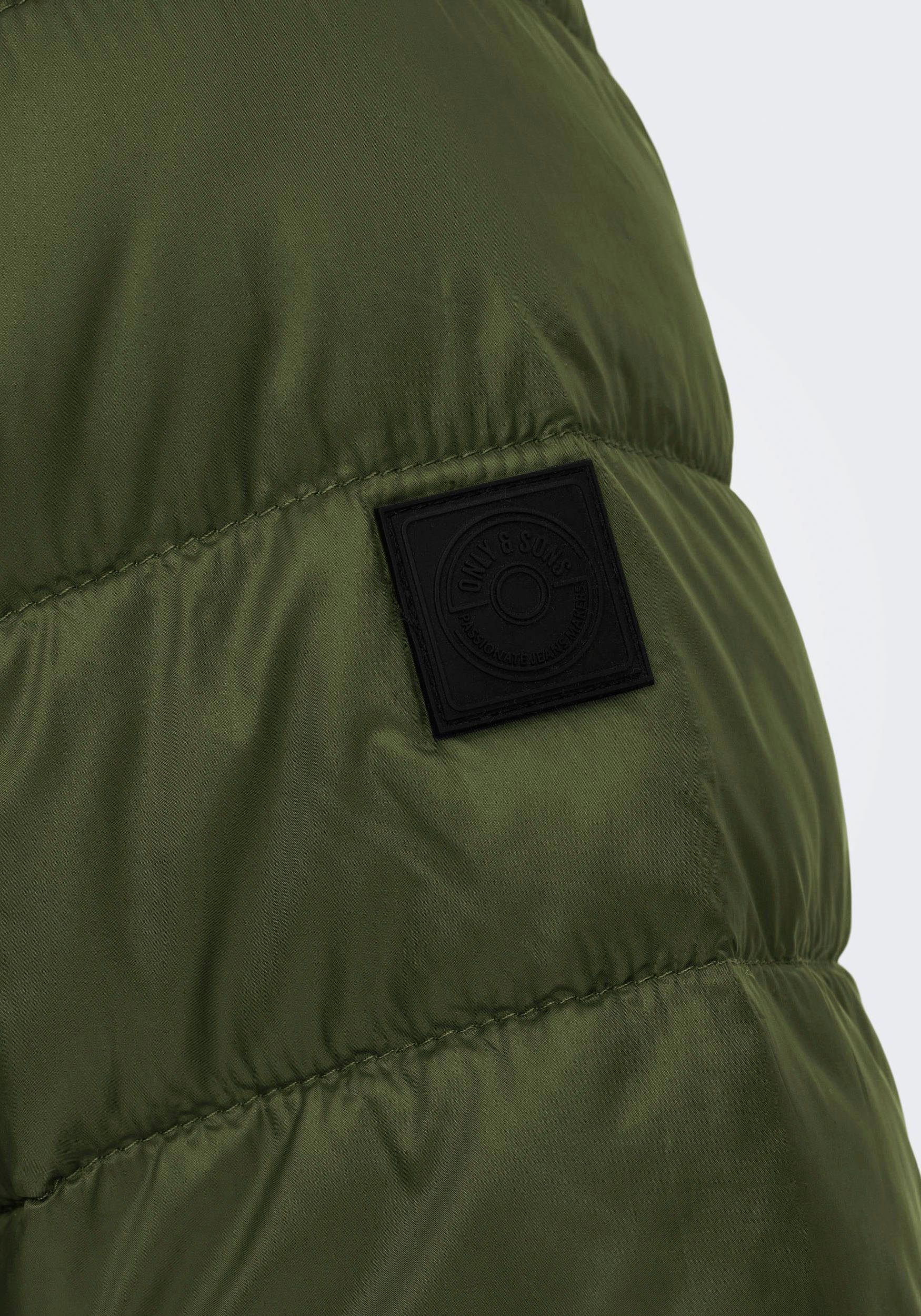 mit SONS CARVEN & Steppjacke QUILTED Stehkragen PUFFER ONLY Olive