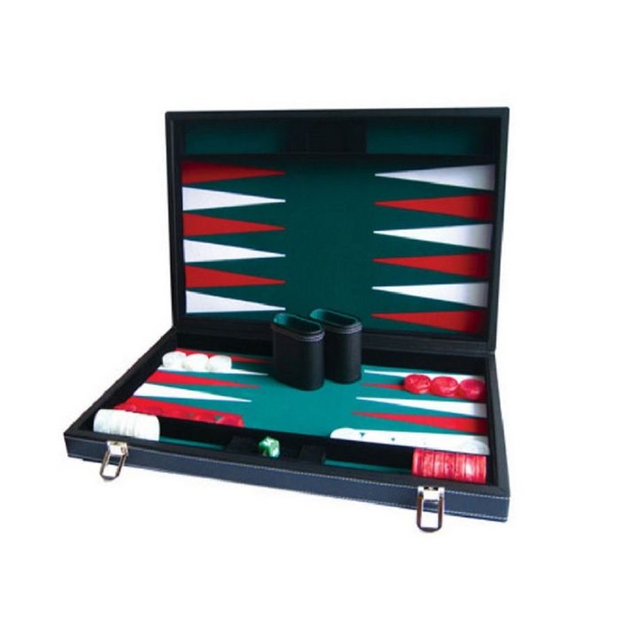 Lion Games Spielesammlung Gesellschaftsspiel Backgammon Profikoffer 53 cm Groß Filz Kunstleder