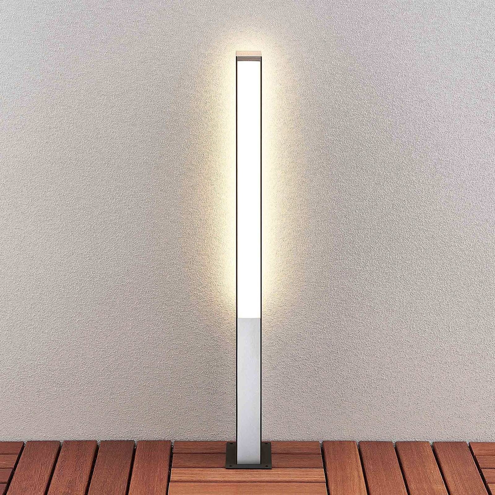 Lucande LED Pollerleuchte Aegisa, LED-Leuchtmittel fest verbaut, warmweiß, Modern, Edelstahl, Aluminium, Polycarbonat, dunkelgrau, weiß, inkl.