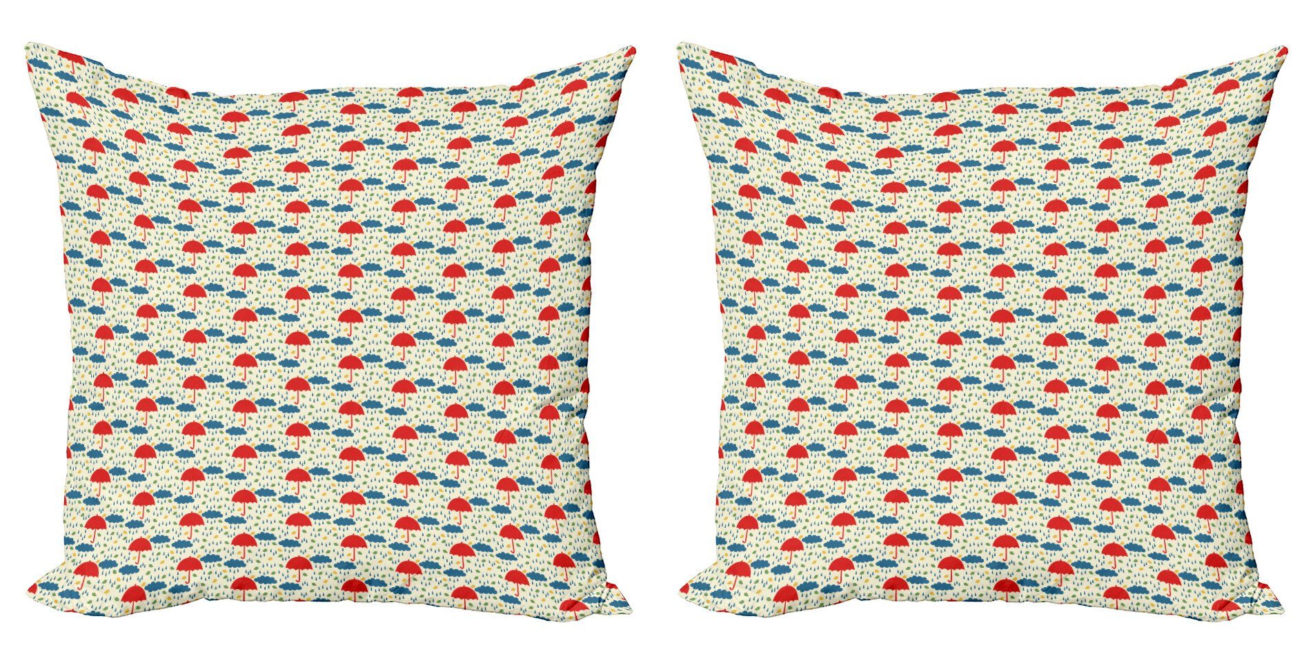 Tropfen Regen Digitaldruck, (2 Modern Childish Abakuhaus Kissenbezüge Doppelseitiger Stück), Accent Regenschirme Herbst