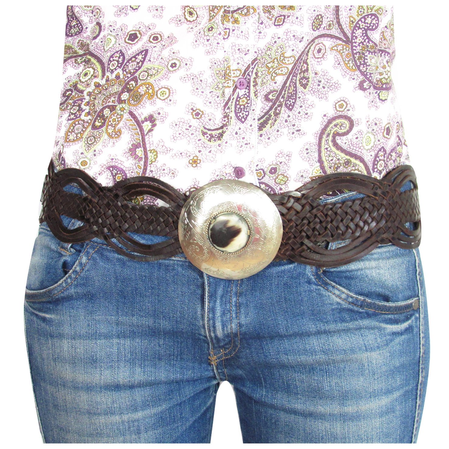 ALMADIH Taillengürtel Leder Damen Ledergürtel Hüftgürtel Damengürtel Boho V günstig online kaufen