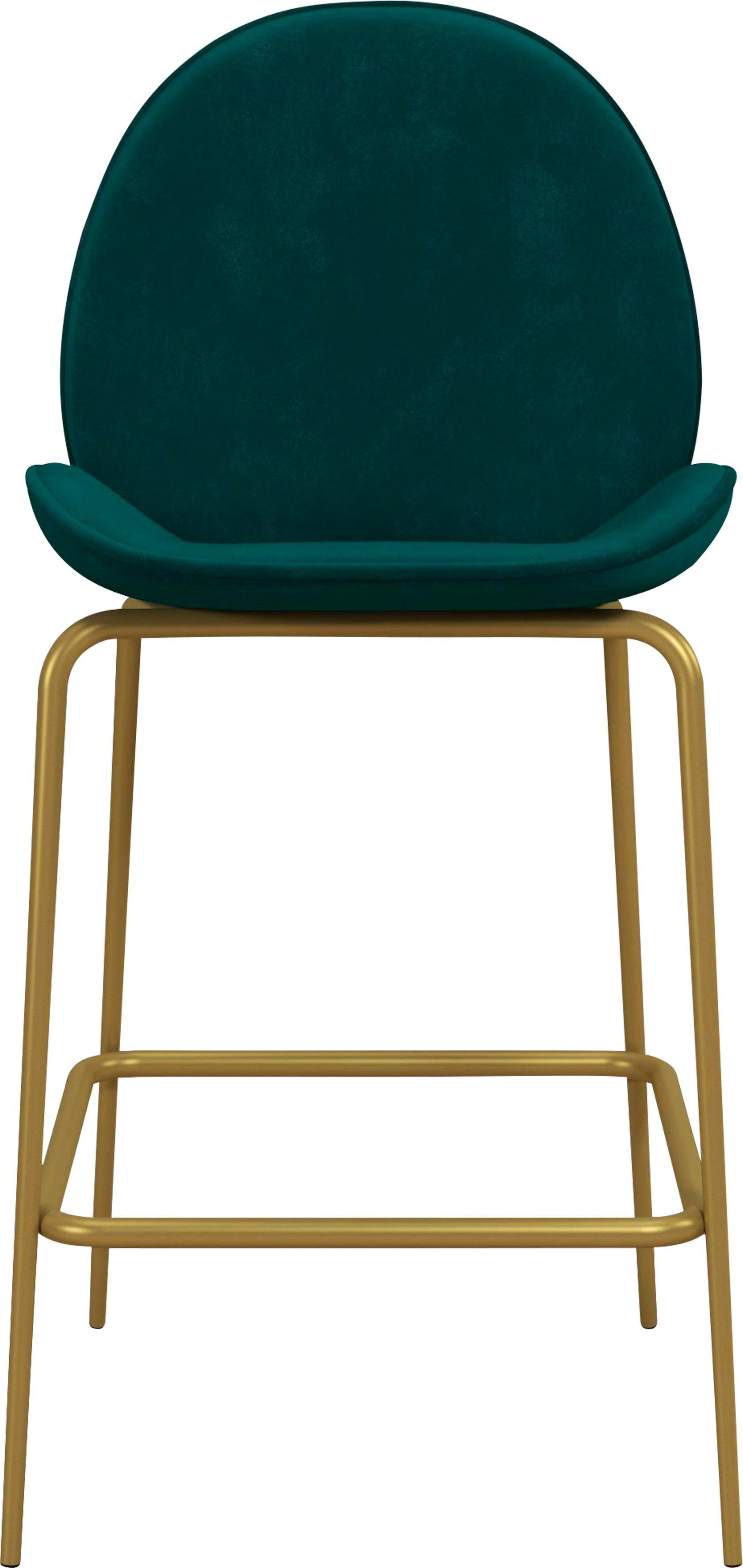 CosmoLiving by Cosmopolitan Barhocker Astor (1 St), Sitz und Rücken gepolstert, messingfarbenenes Gestell, Sitzhöhe 63 cm dunkelgrün