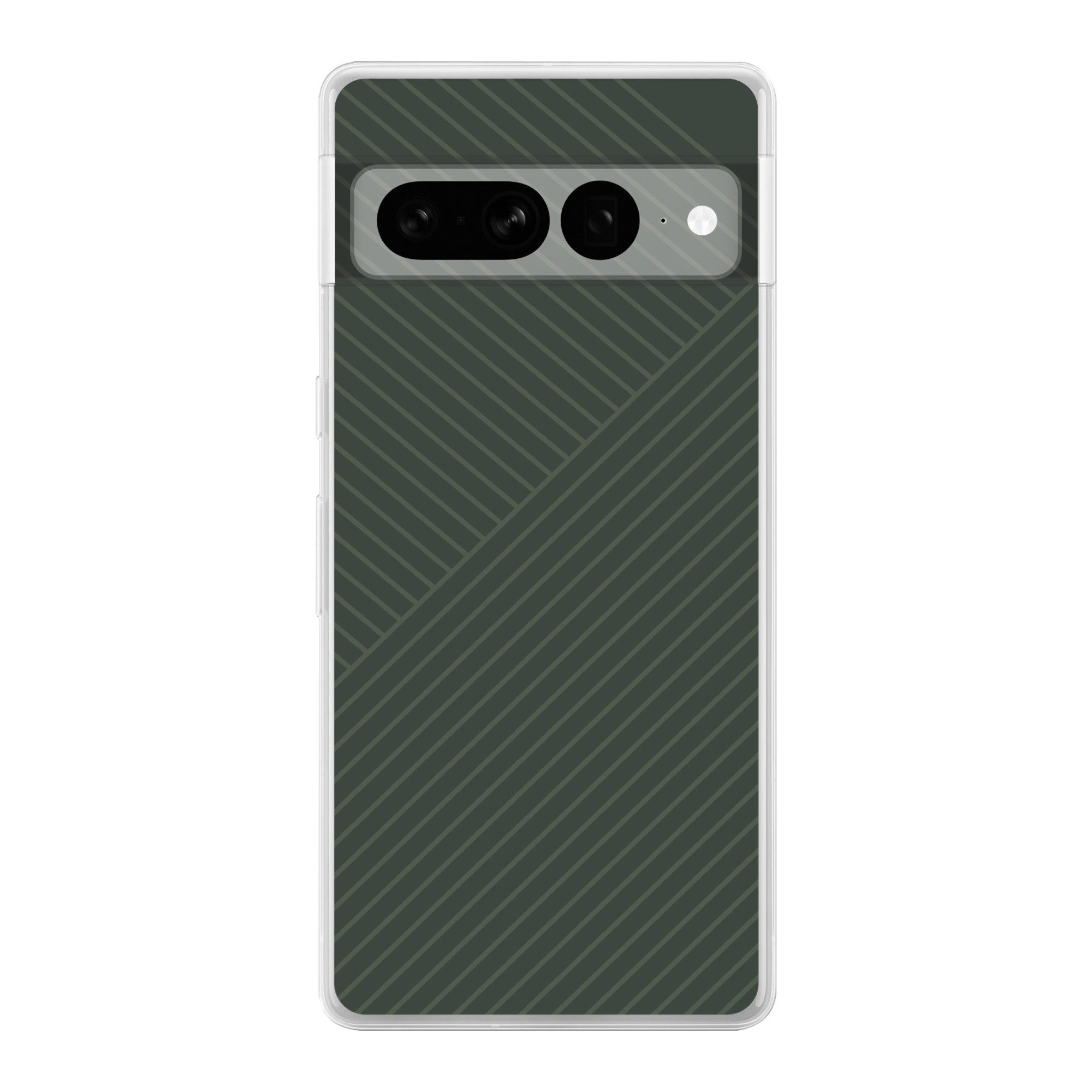 MuchoWow Handyhülle für Google Pixel 7 Pro Linien - Abstrakt - Grün - Minimalistisch, Phone Case, Silikon, Schutzhülle Dünn