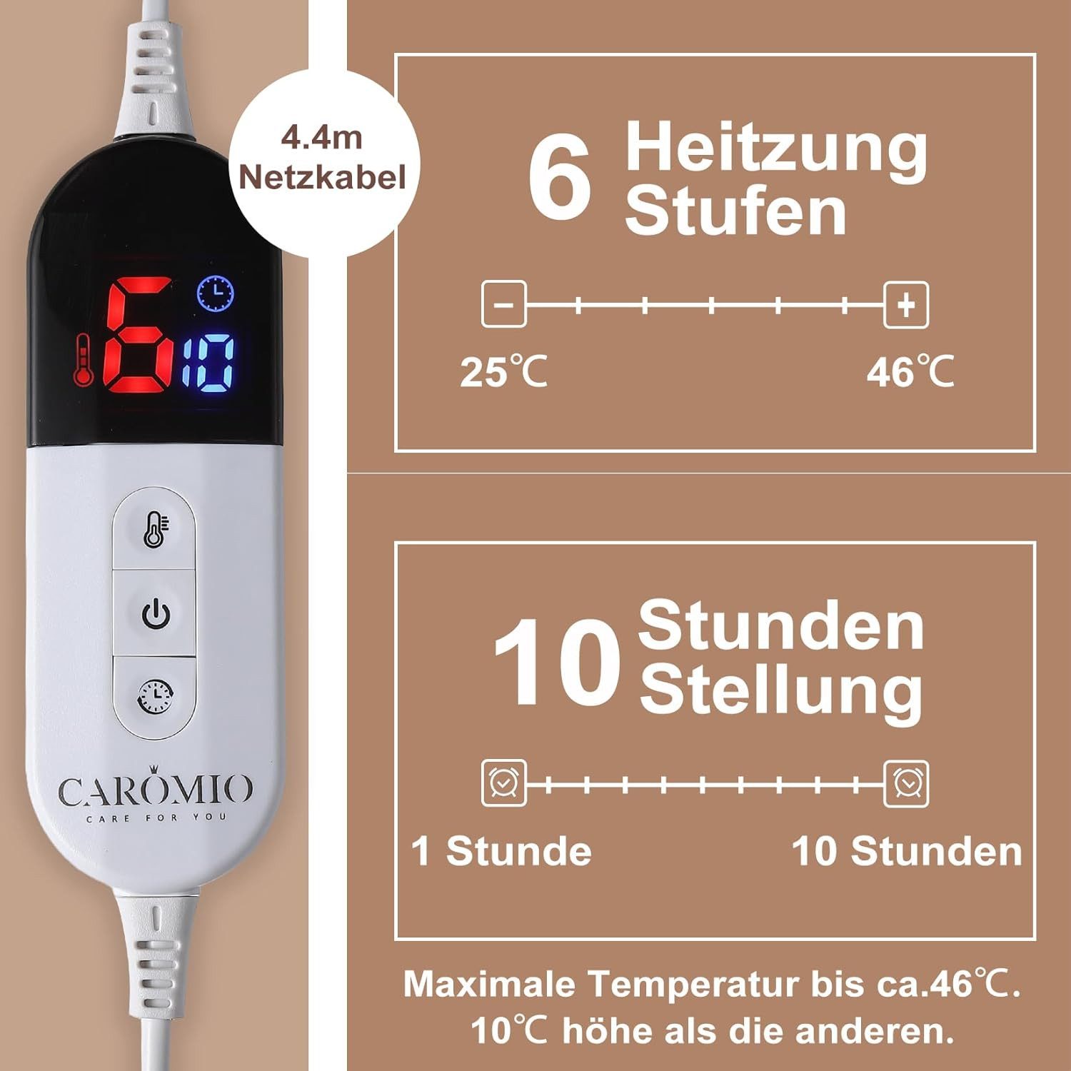 GarveeMore Heizdecke Elektrische Heizdecke mit Abschaltautomatik 180x130 cm, 6 Stufen