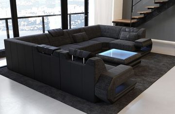 Sofa Dreams Wohnlandschaft Design Polster Stoff Sofa Ragusa U Form H Strukturstoff Stoffsofa, Couch wahlweise mit Hocker
