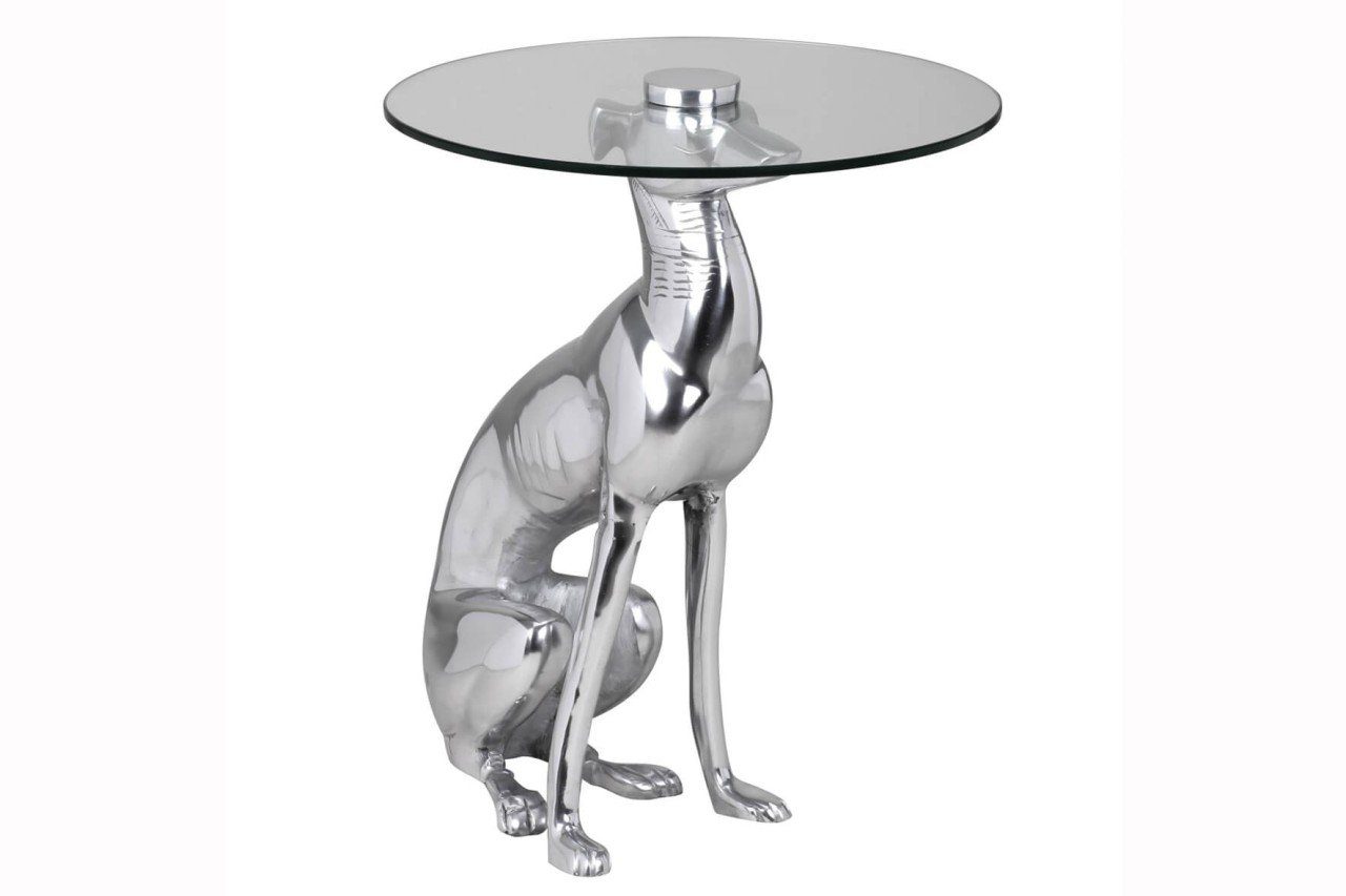tinkaro Beistelltisch DOG MALEEN Aluminium Sofatisch Silber