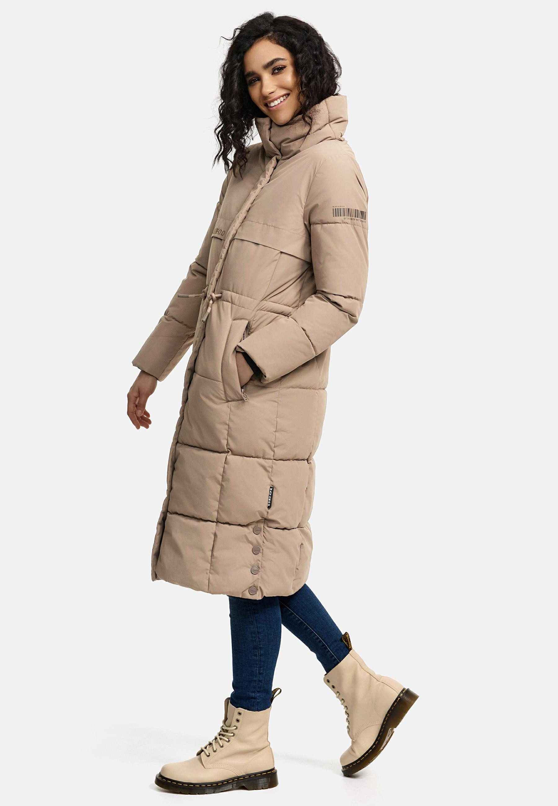 Navahoo Wintermantel Der Wahnsinn 14 Damen Steppmantel mit Taillenzugband