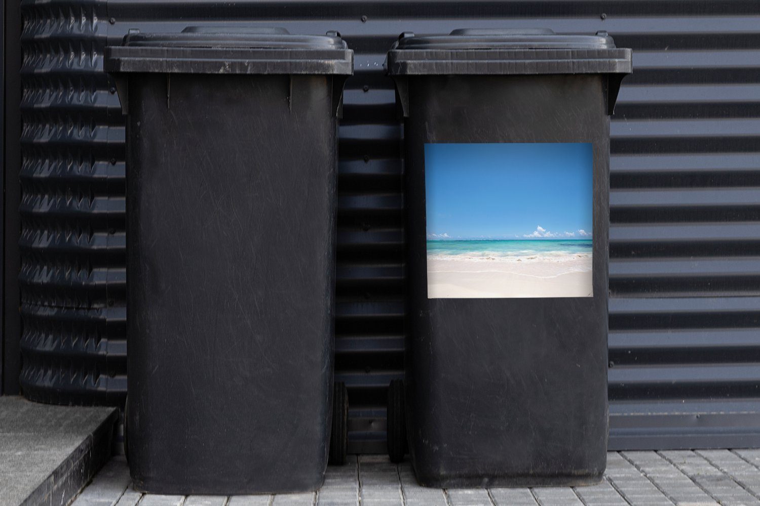 Container, Sticker, MuchoWow Mexiko Blaue Mülltonne, Mülleimer-aufkleber, am von Abfalbehälter St), (1 Wellen Strand Wandsticker