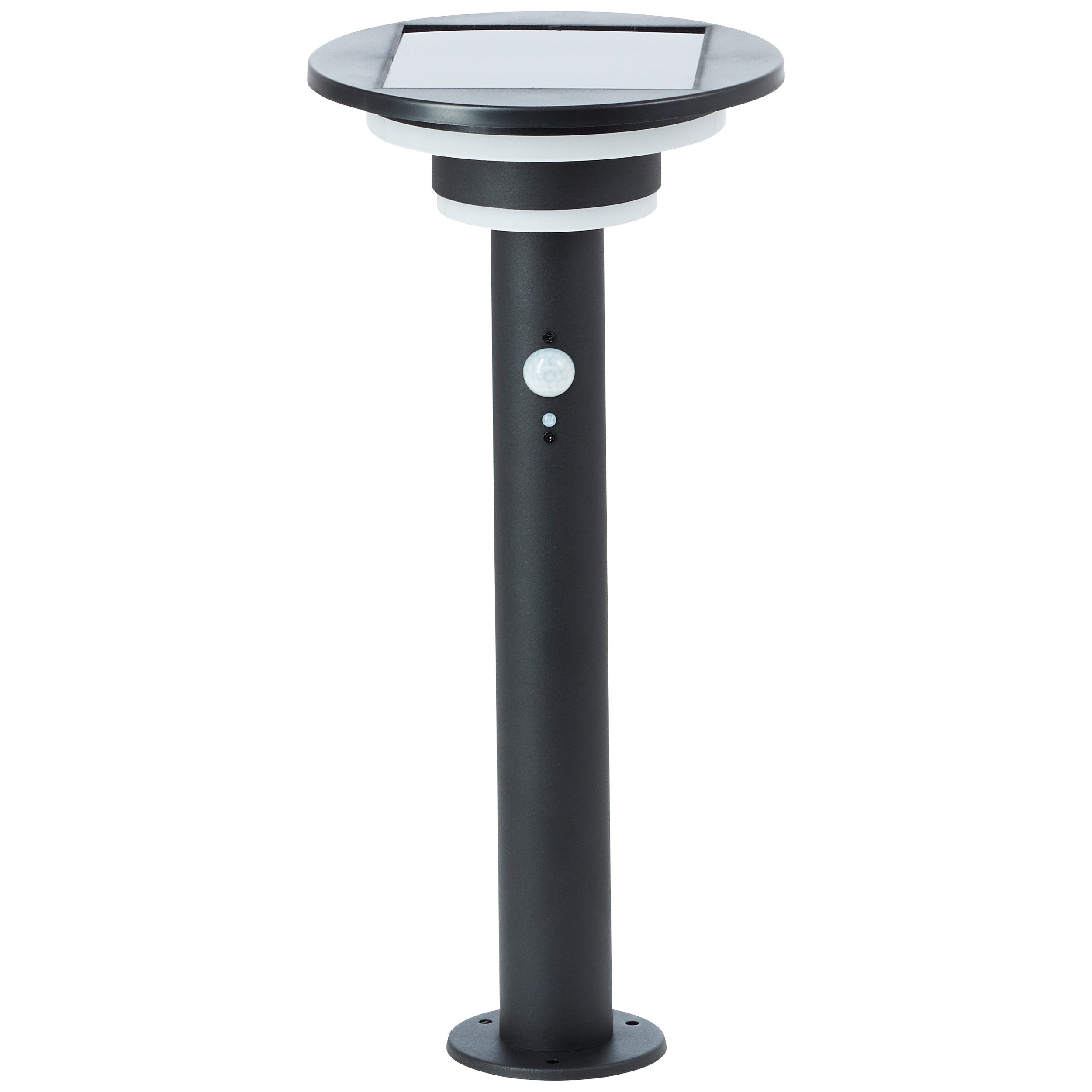 Brilliant LED Sockelleuchte Garvina, Bewegungsmelder, LED fest integriert, Warmweiß, Solar, 45 cm, 430 lm, 3000 K, Edelstahl, matt schwarz
