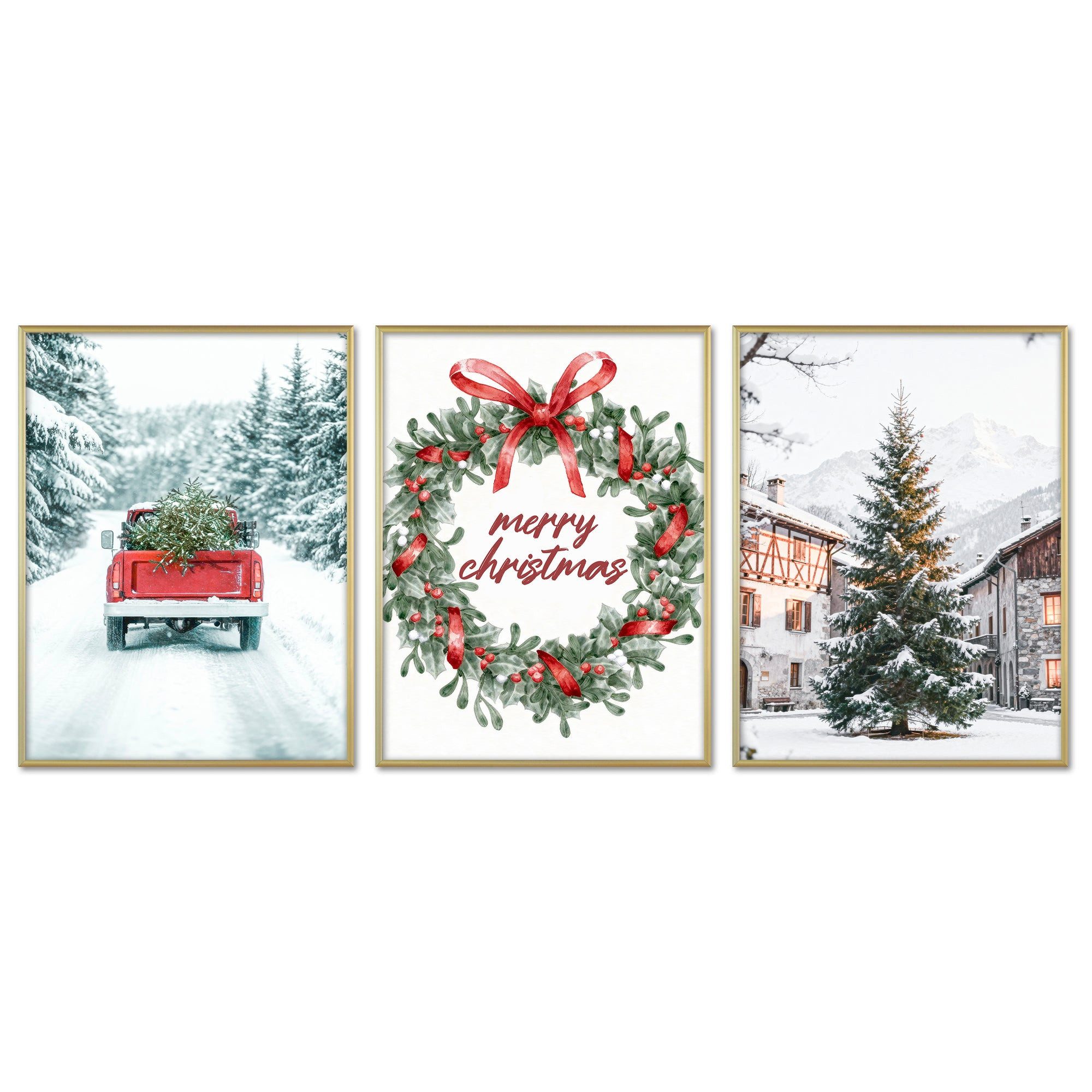 ARTFAVES Bilder-Collage Poster Set - Merry Christmas - 3 Deko Wandbilder We günstig online kaufen
