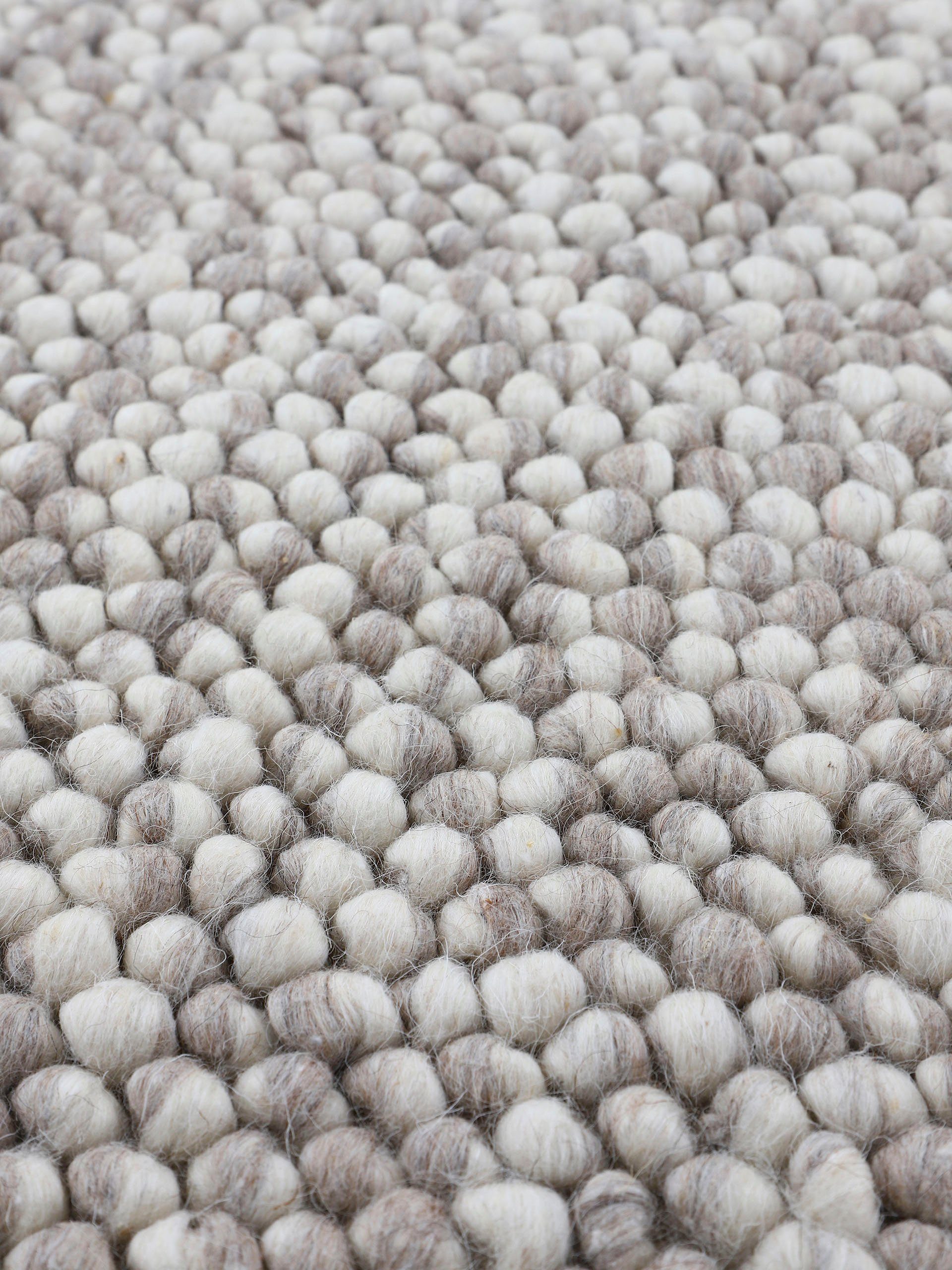Teppich Calo, carpetfine, rechteckig, Uni 70% dunkelbeige handgewebt, Farben, Teppich, meliert, Handweb Wolle 16 mm, Höhe