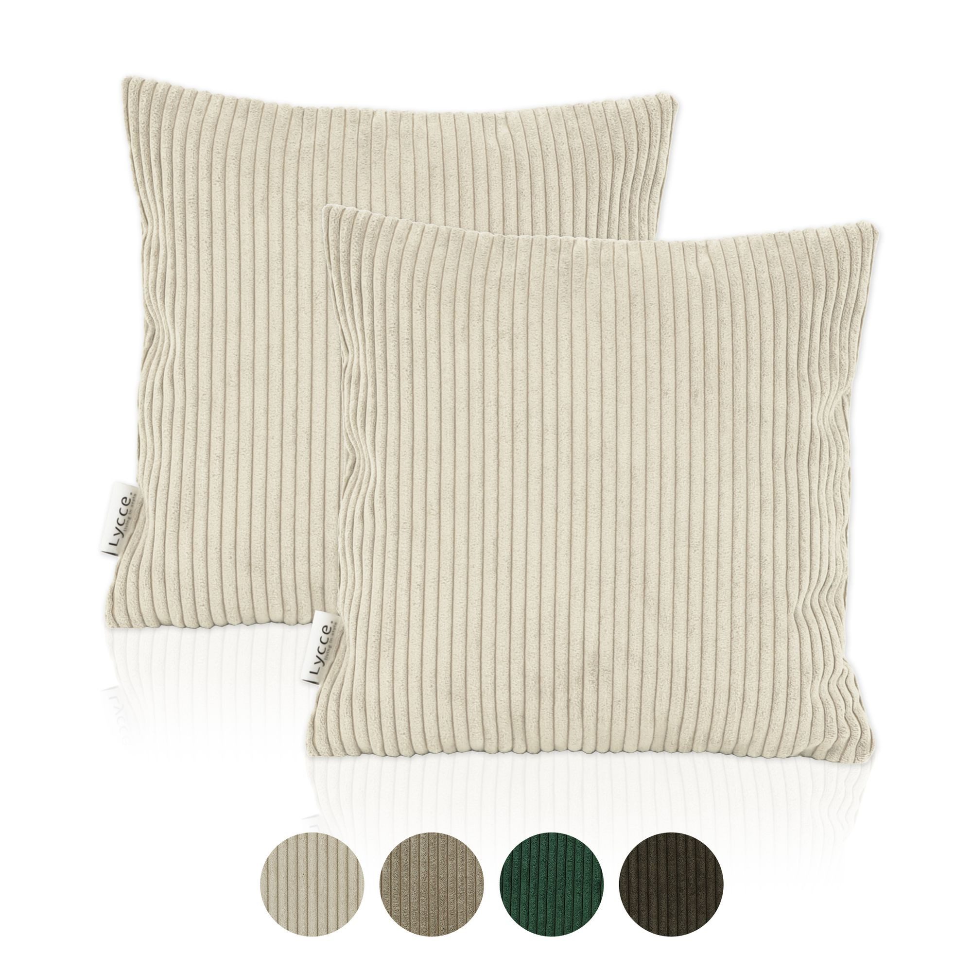 Lycce Dekokissen Kissenbezug 2er Set CORD Stoff (40 x 40 cm) mit Reißverschluß