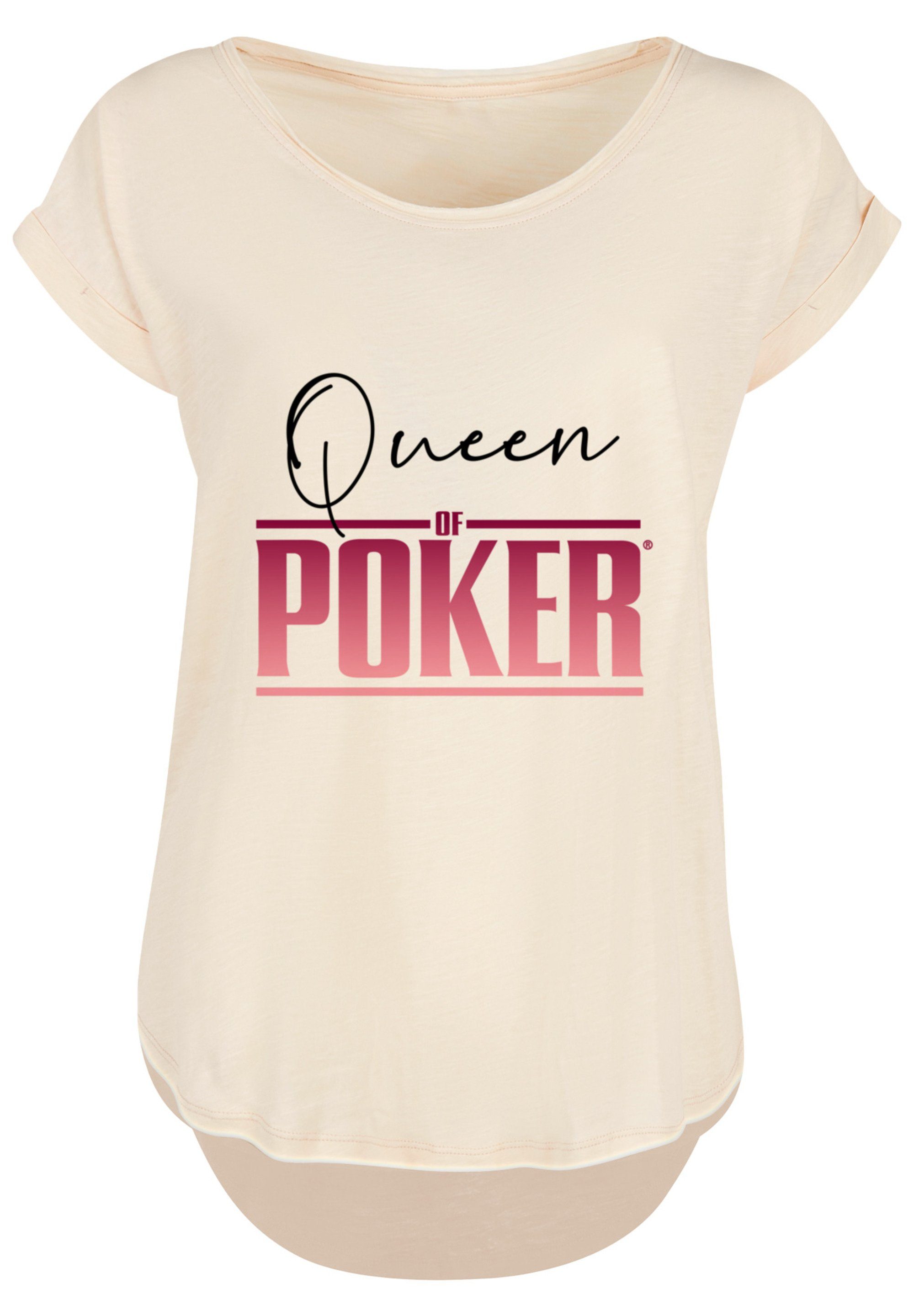F4NT4STIC T-Shirt Print, T-Shirt of Damen lang Queen geschnittenes Hinten Poker extra